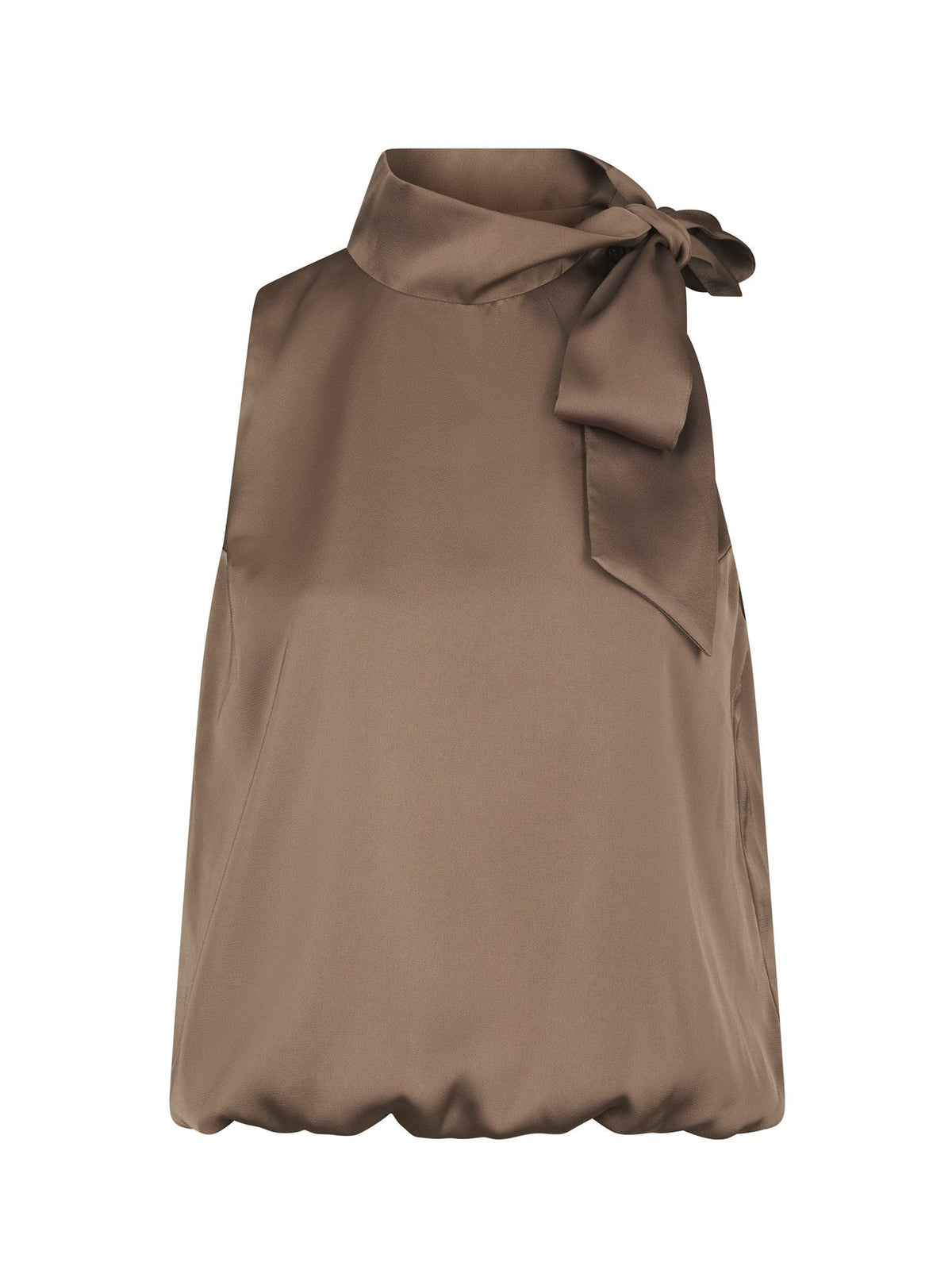 Neo Noir Top - Veda Drapy Satin Top i Dark Taupe