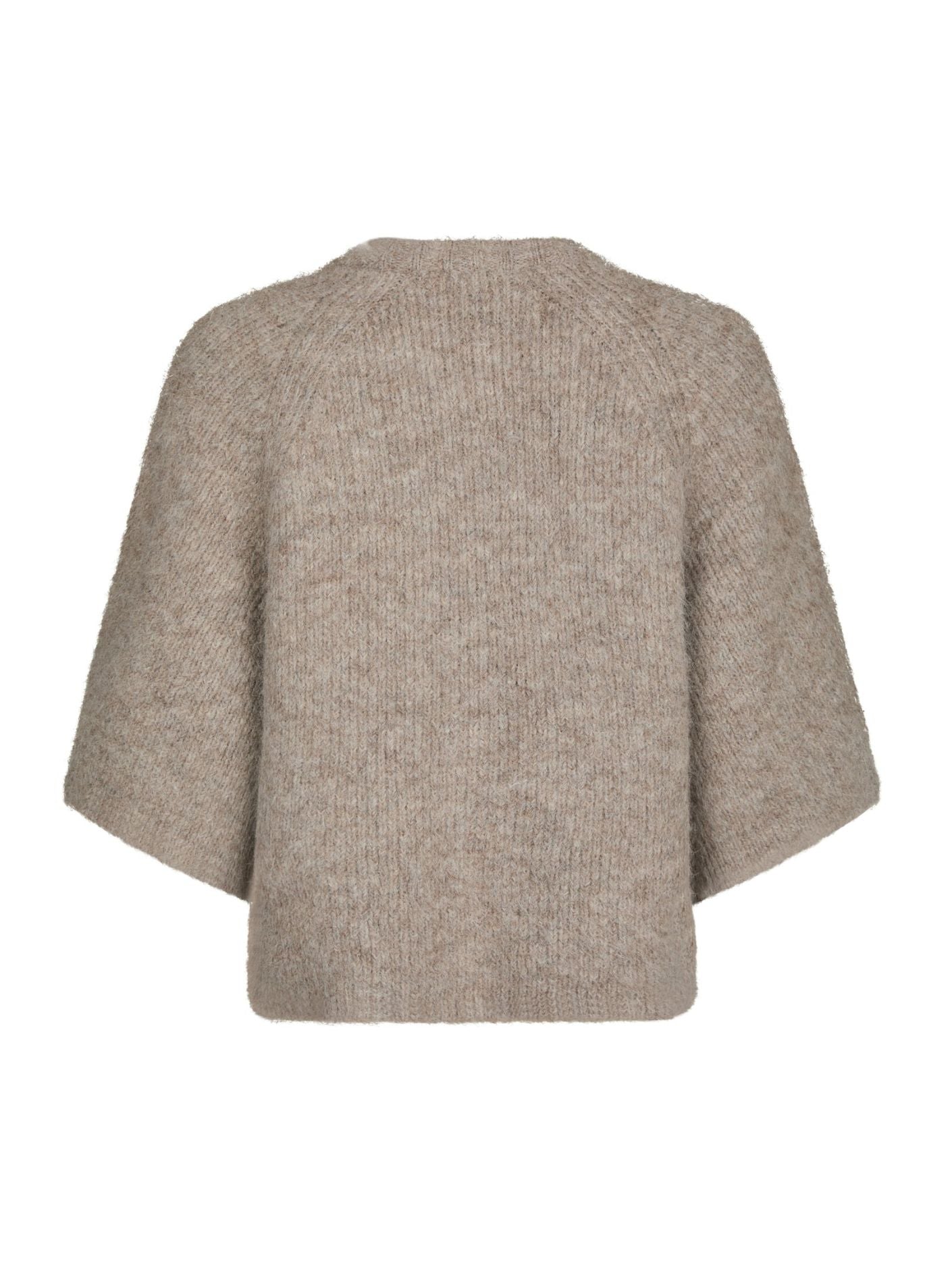 Neo Noir Cardigan - Amaya Fluffy Strik Cardigan i Beige Melange