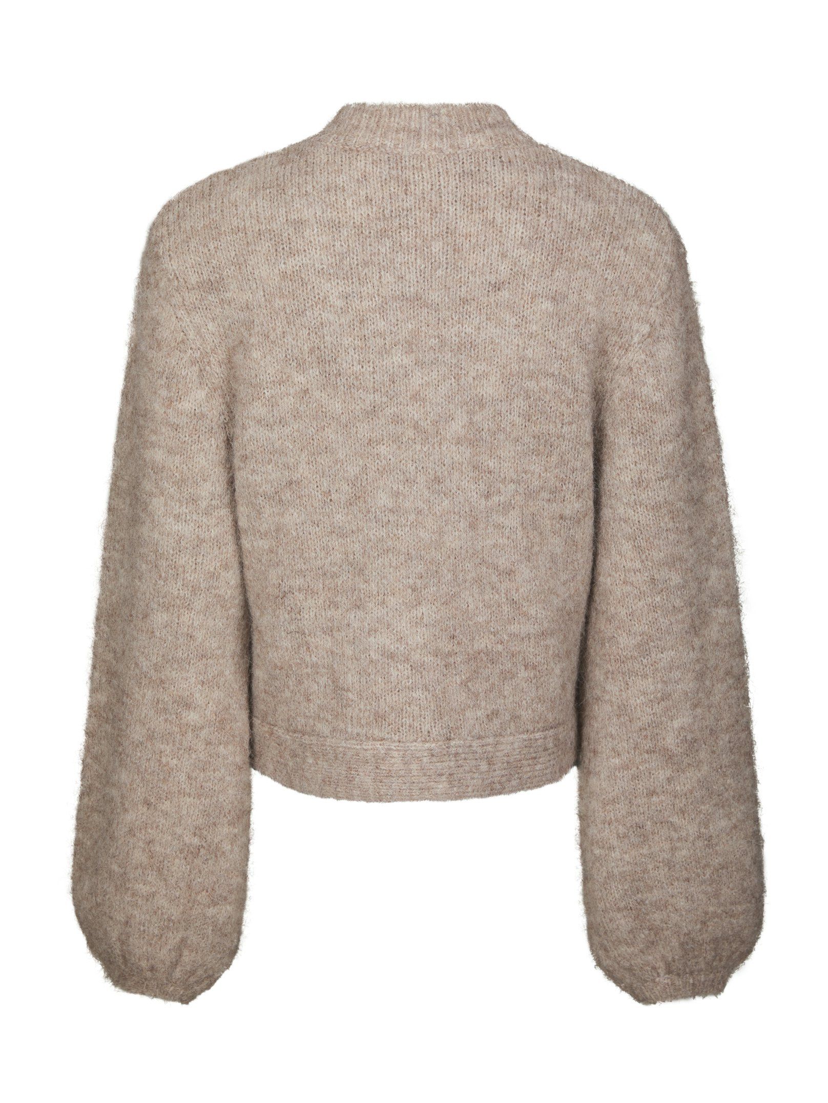 Neo Noir Cardigan - Gio Fluffy Strik Cardigan i Beige Melange