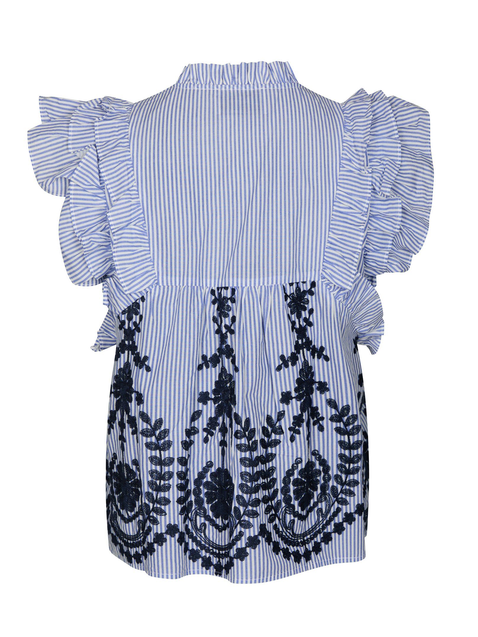 Neo Noir Top - Jayla Stripe Embroidery Top i Blå
