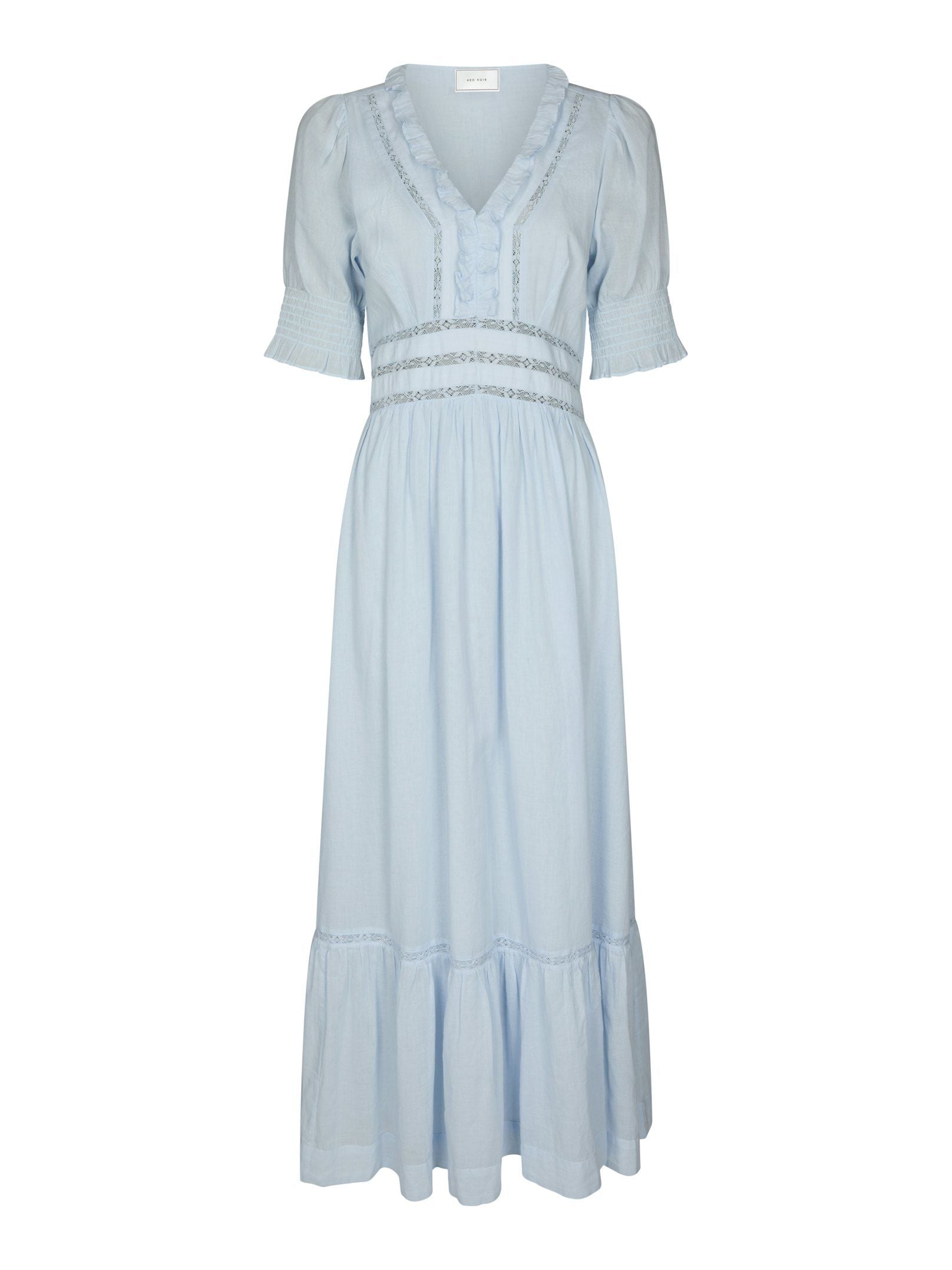 Neo Noir Kjole - Alvina S Voile Kjole i Light Blue