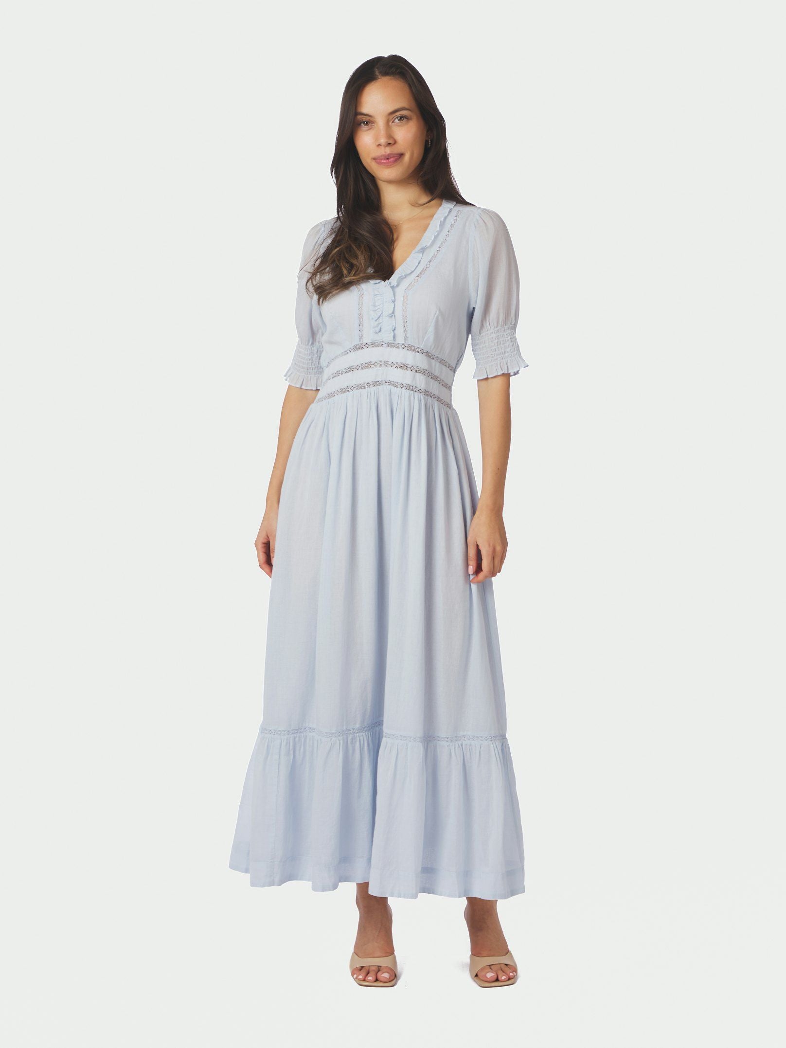 Neo Noir Kjole - Alvina S Voile Kjole i Light Blue