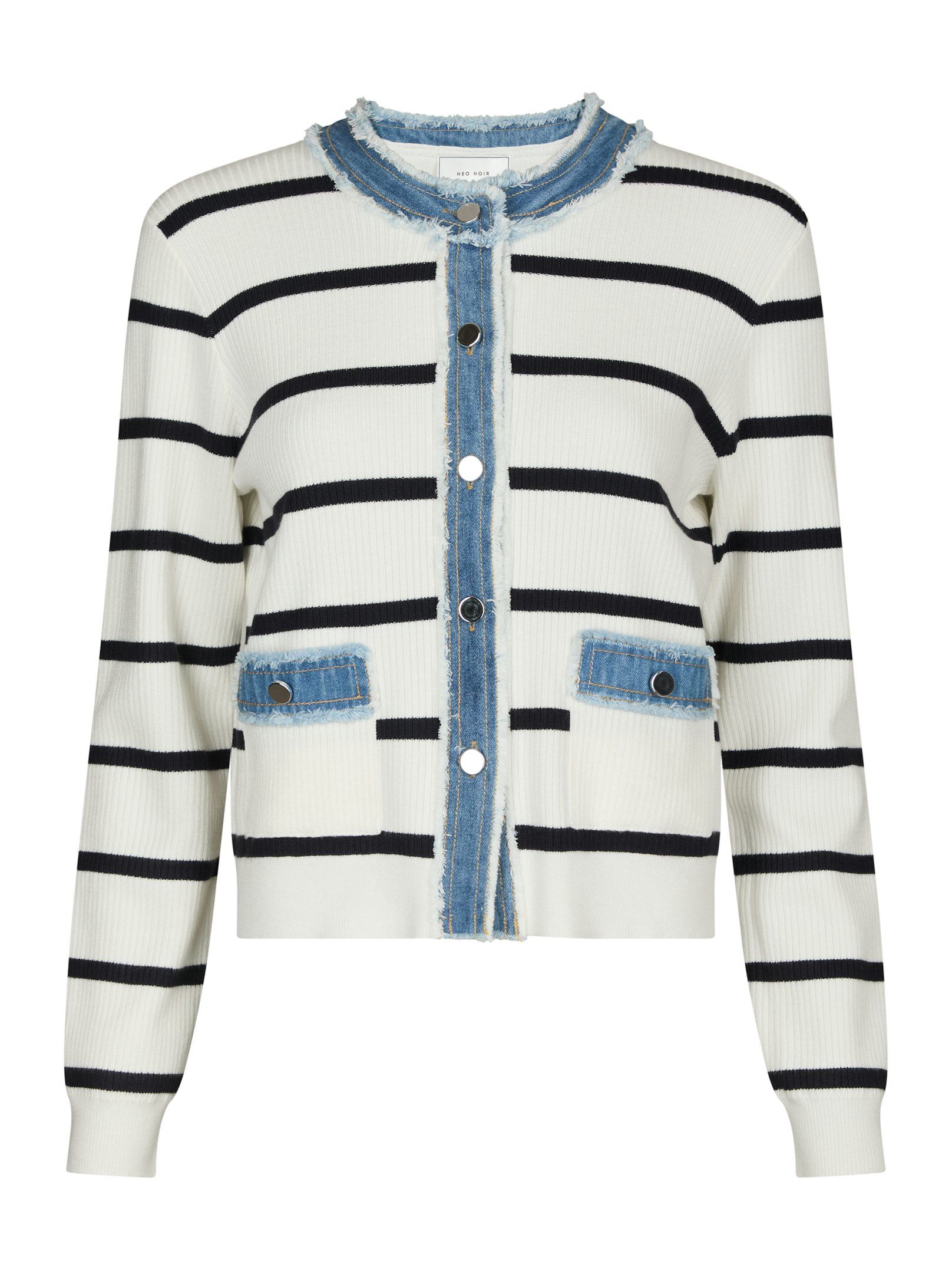 Neo Noir Cardigan - Zelma Stribet Denim Cardigan i Off White