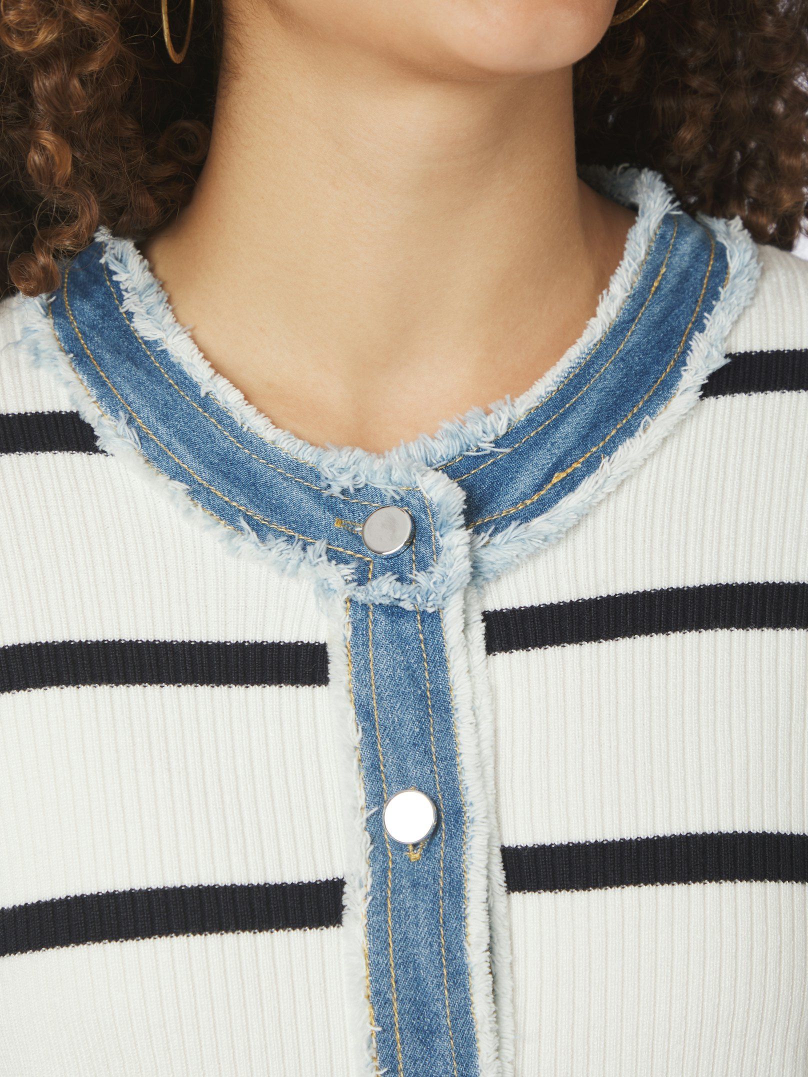 Neo Noir Cardigan - Zelma Stribet Denim Cardigan i Off White