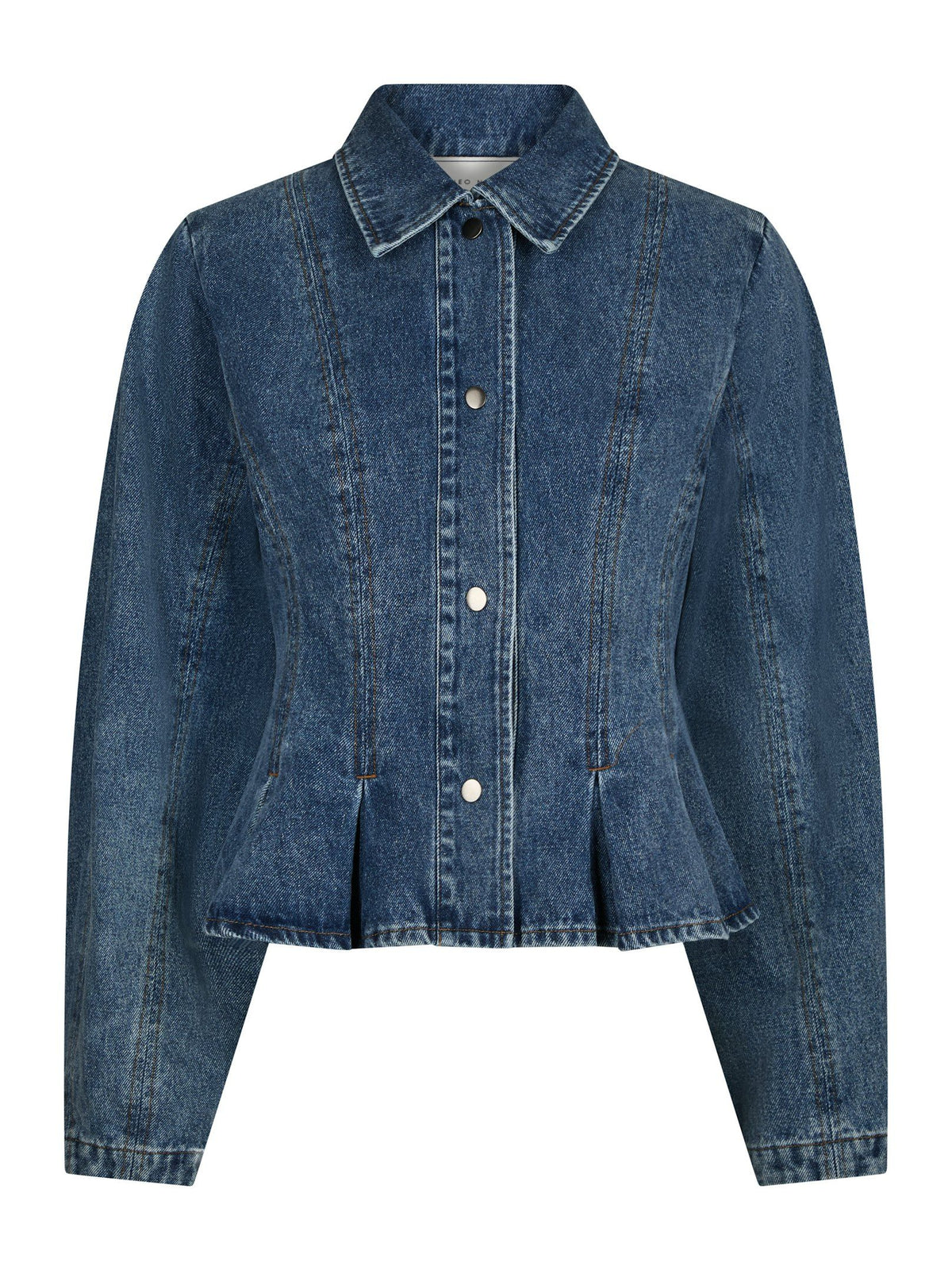 Neo Noir Jakke - Rivora Denim Peplum Jakke i Blue Denim