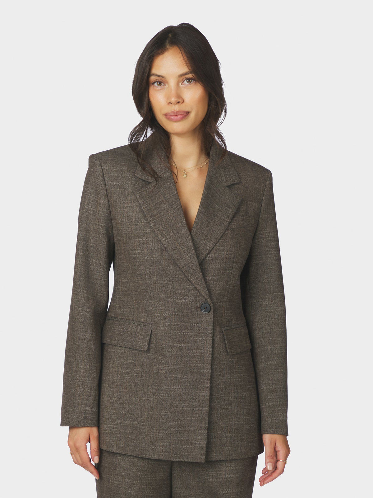 Neo Noir blazer - Perine Structure Twill Blazer i Dark Taupe