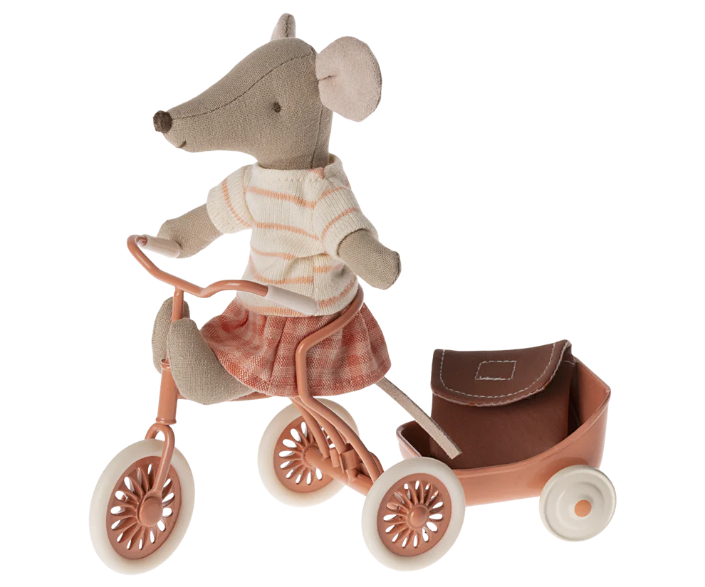 Maileg Mus - Storsøster Cykel mus i Coral