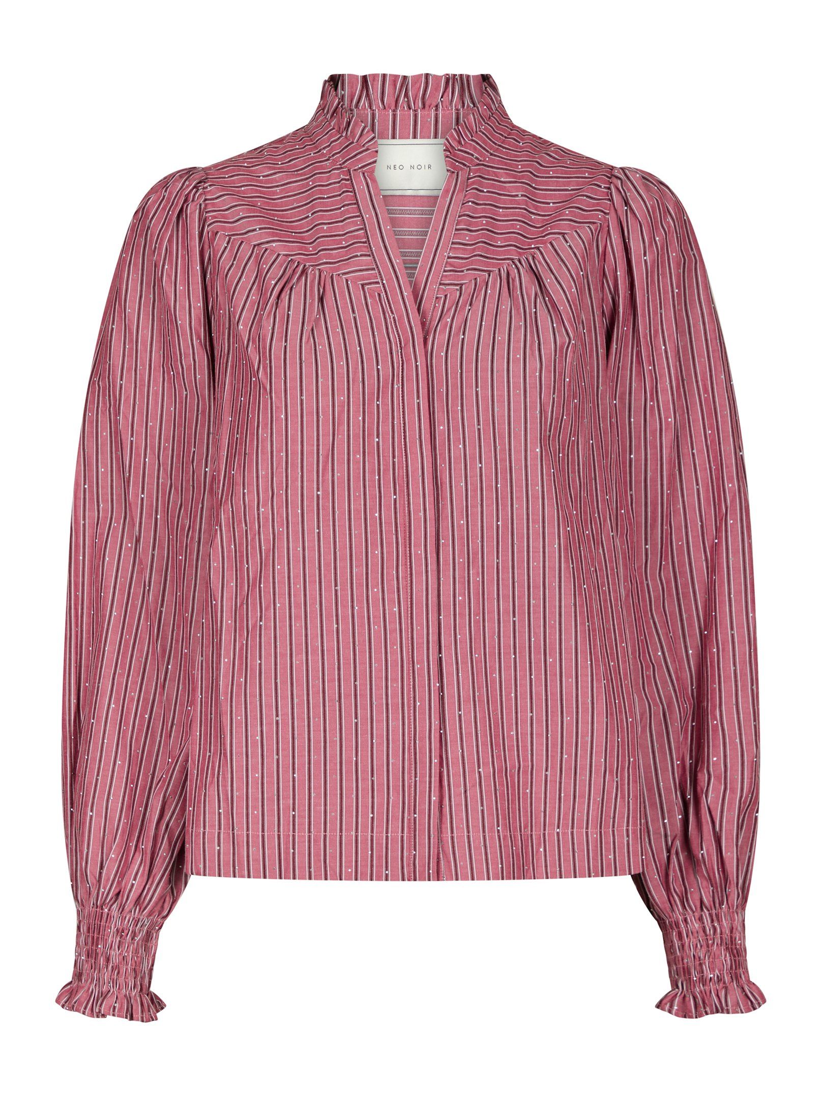 Neo Noir Bluse - Astrida Soft Stripe Stone Bluse i Dark Rose