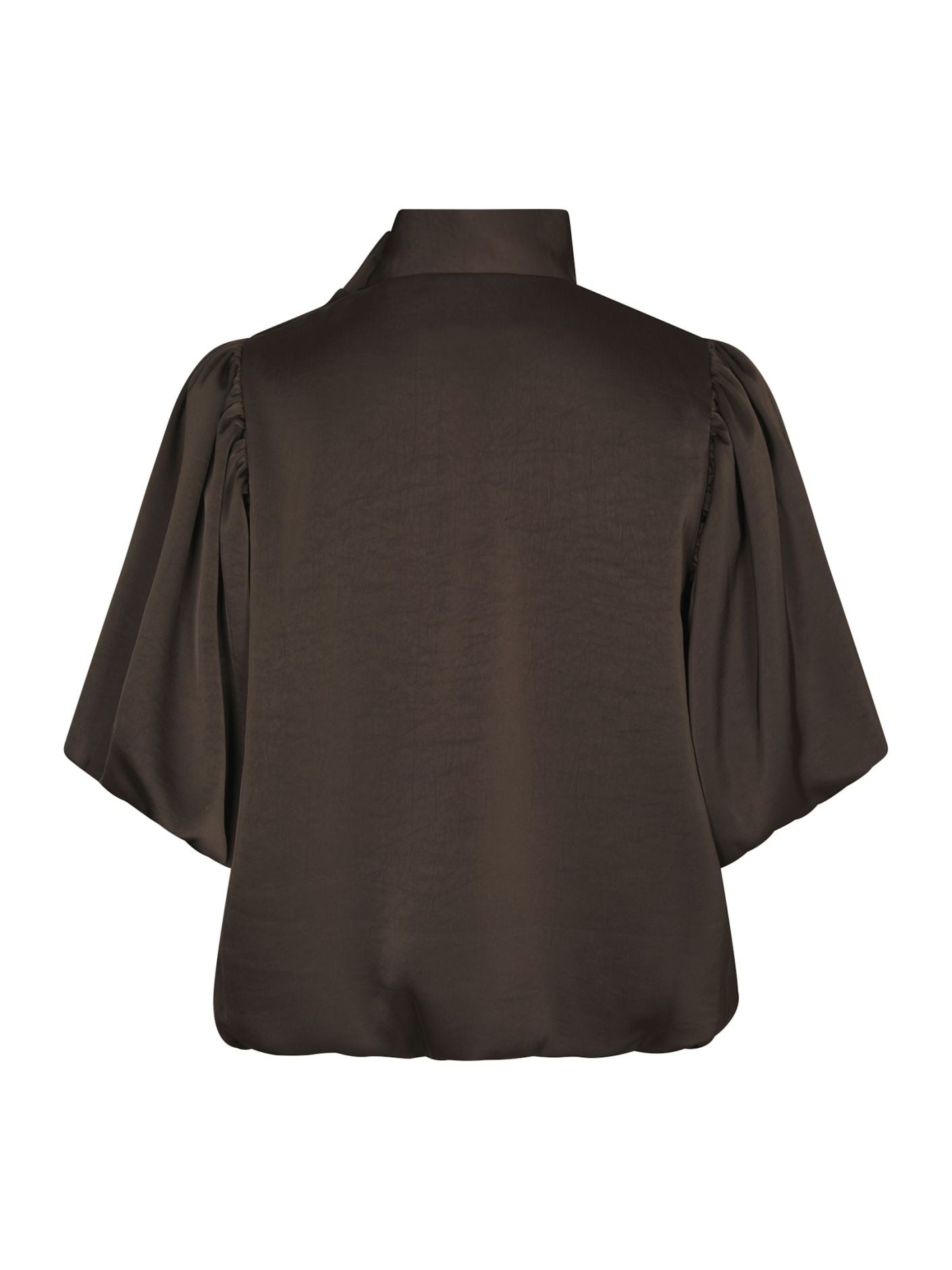 Neo Noir Bluse -Parisa Heavy Satin Bluse i Dark Brown