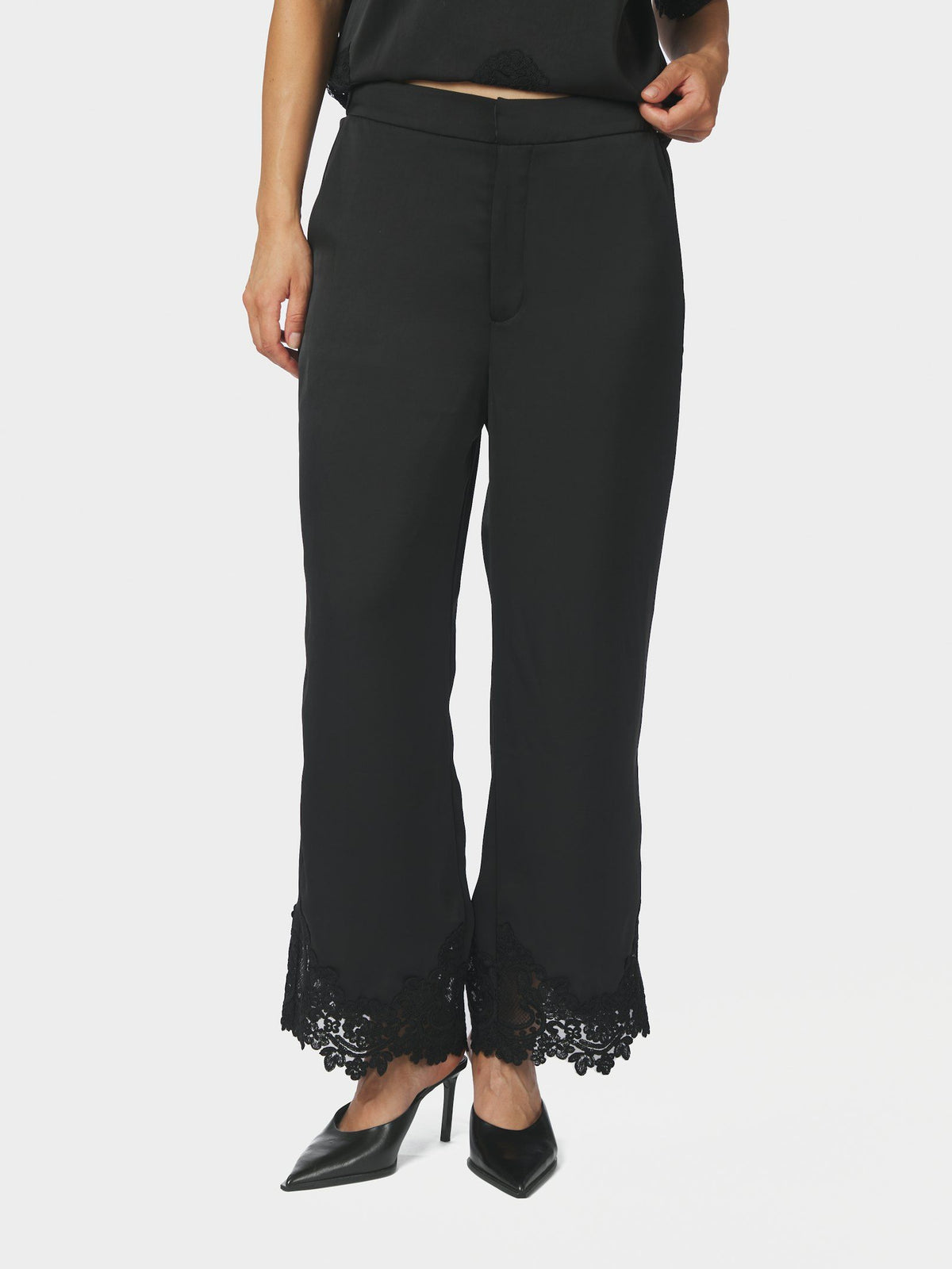 Neo Noir Bukser - Emery Heavy Sateen Lace i Sort
