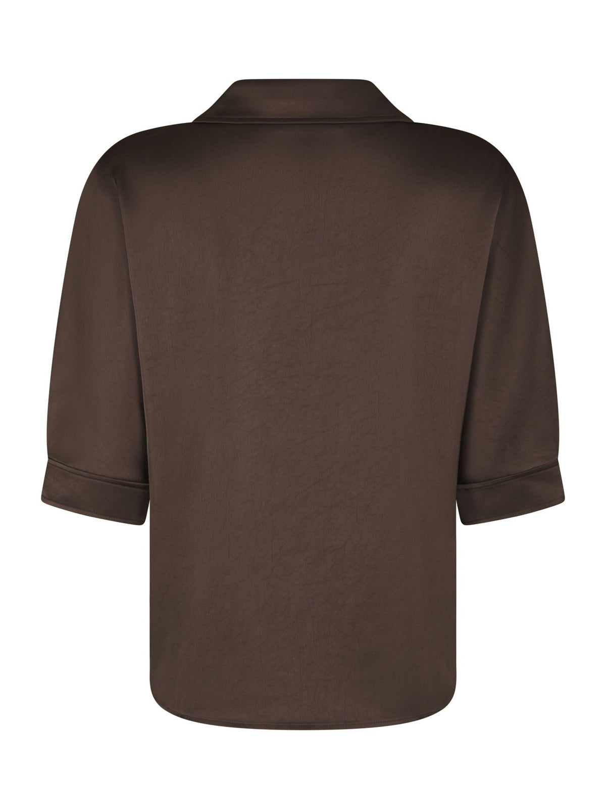 Neo Noir Bluse - Carm Heavy Sateen Bluse i Dark Brown