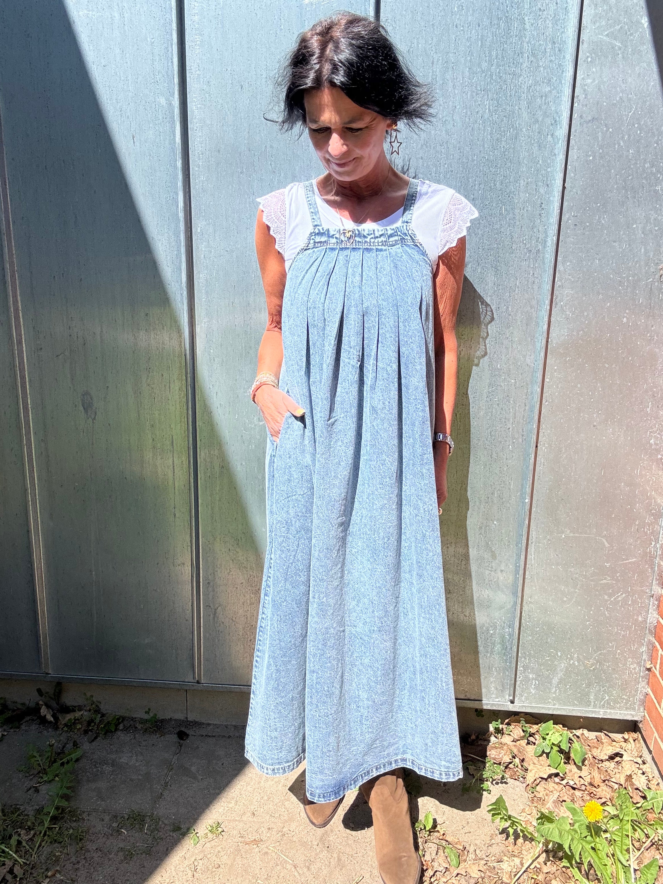Lollys Laundry Kjole - LungoLL Maxi Kjole i Washed Denim