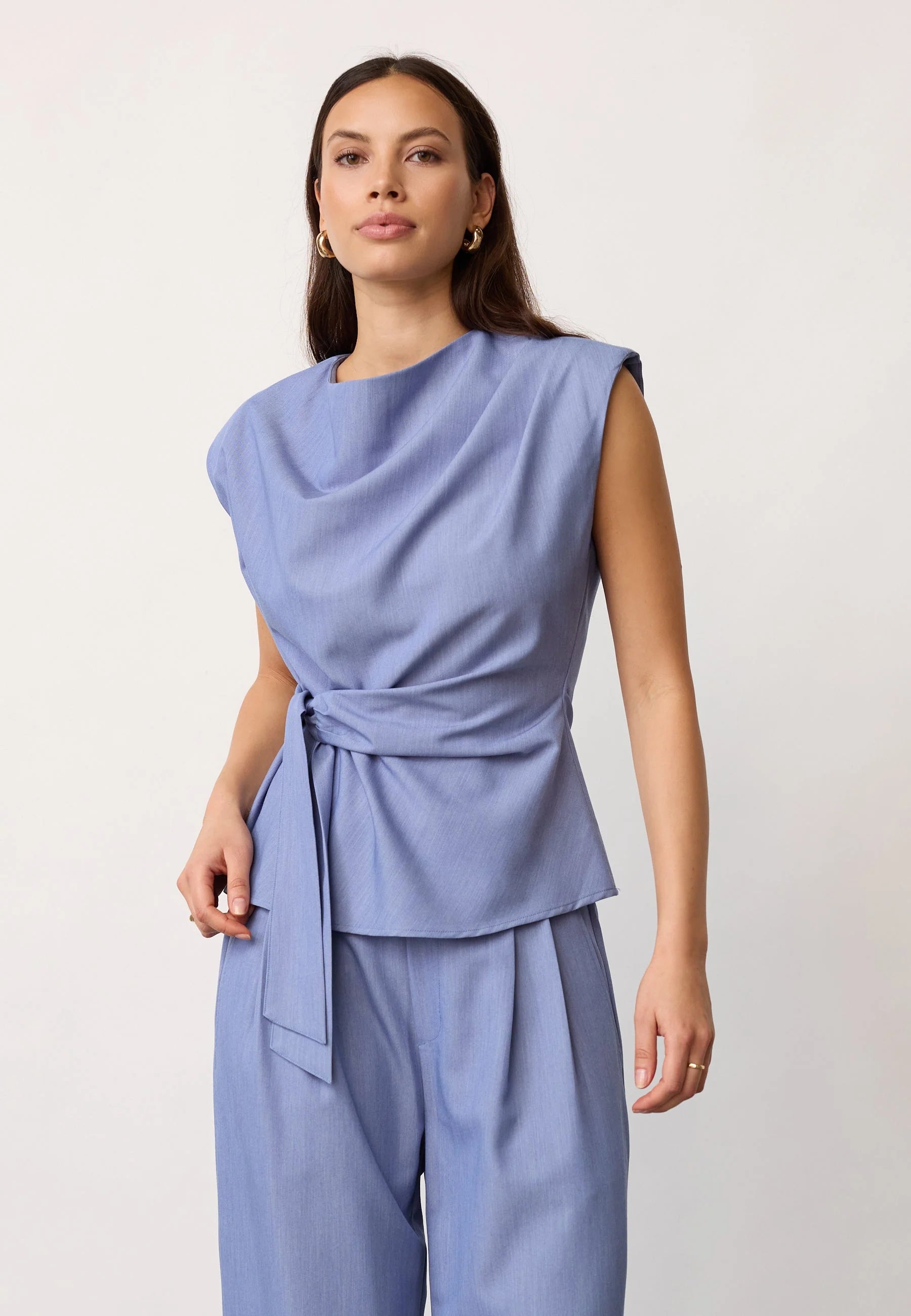 Co´Couture Top - TennyCC Pleat Top i Denim Blue
