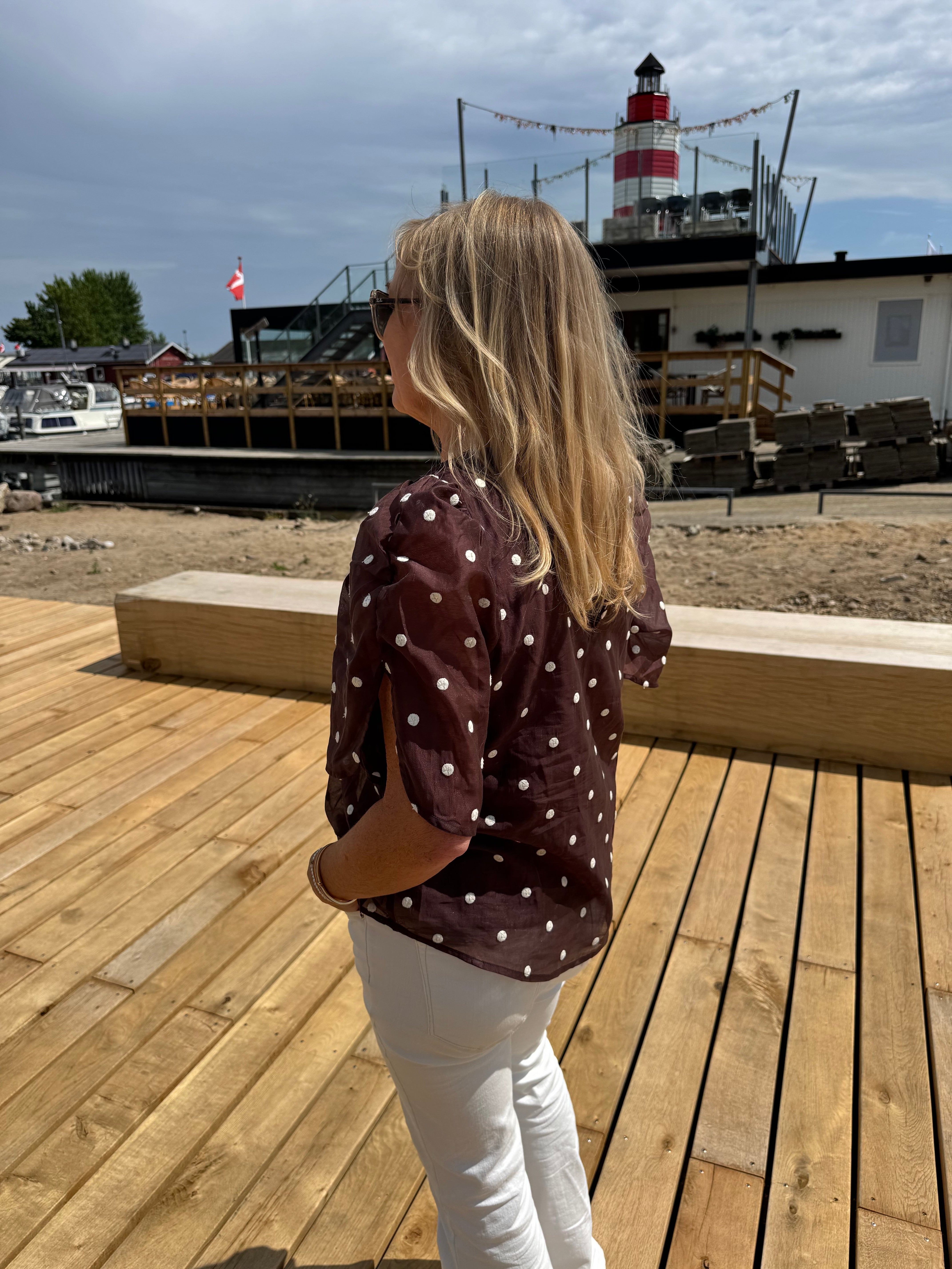 Co´Couture Bluse - DitaCC Dot SS Bluse i Dark Brown