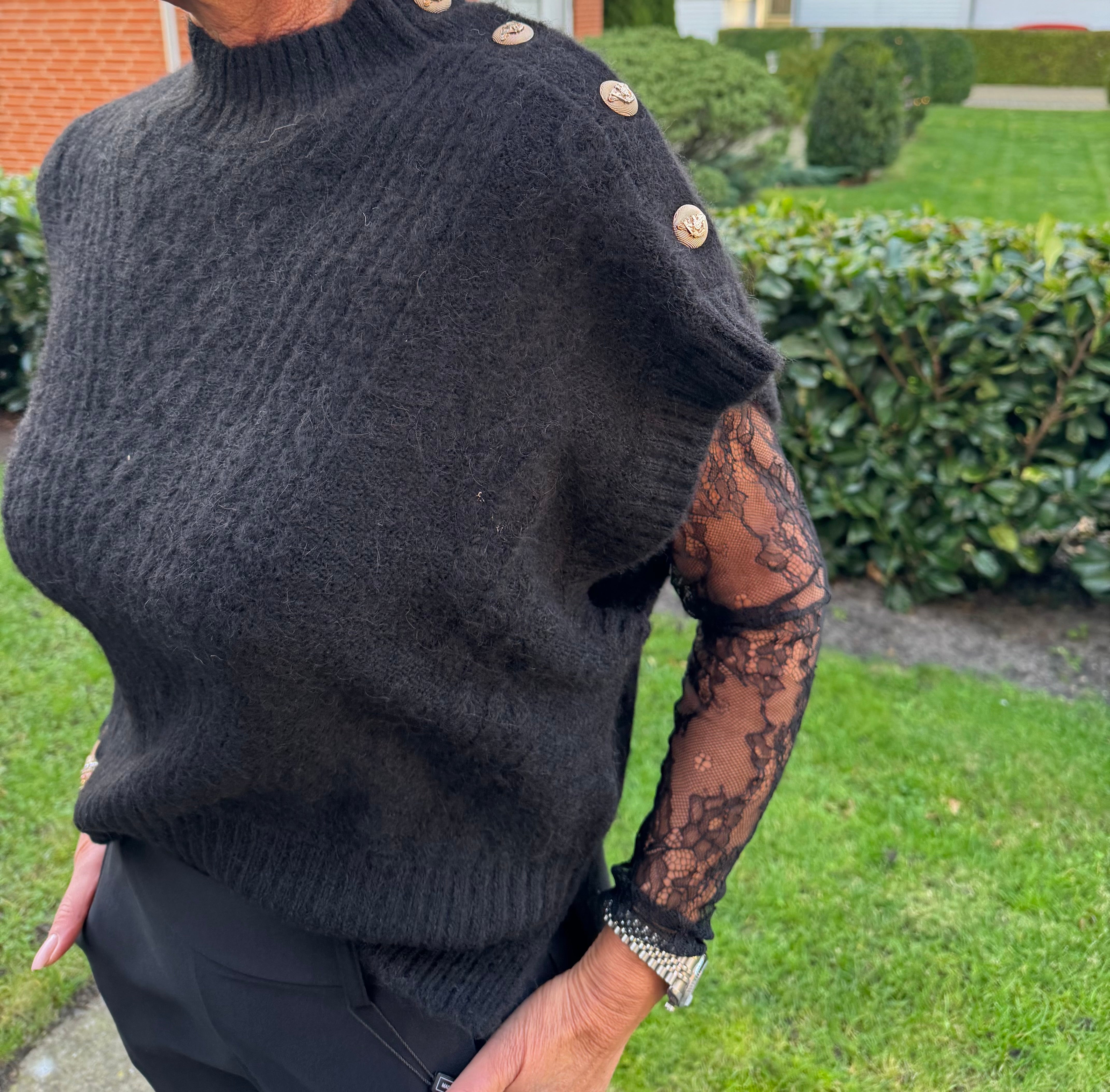 PBO Vest - Alino Strik Vest i Sort