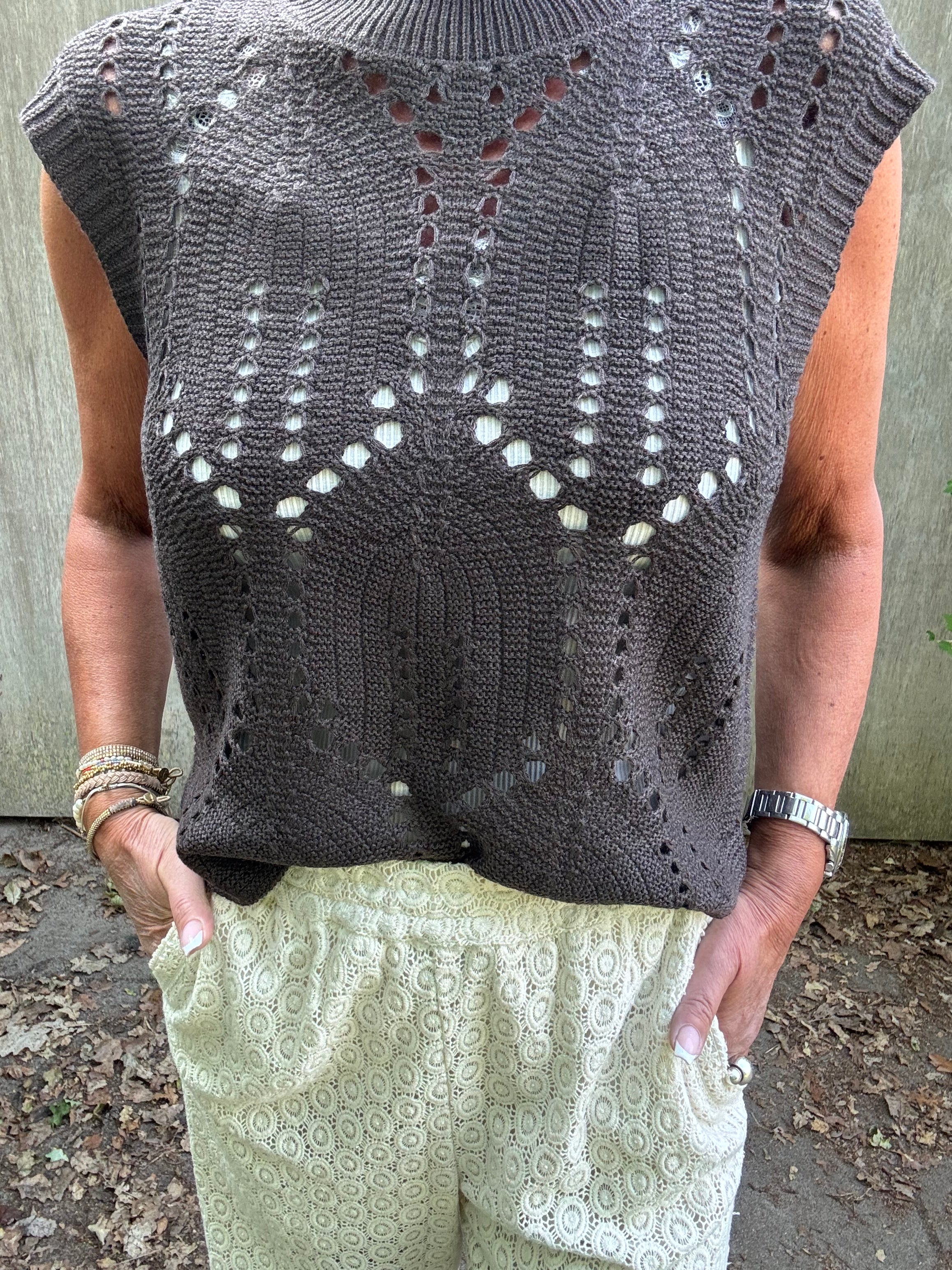 Haute L´amitié Vest - Point Strik Vest i Mocca
