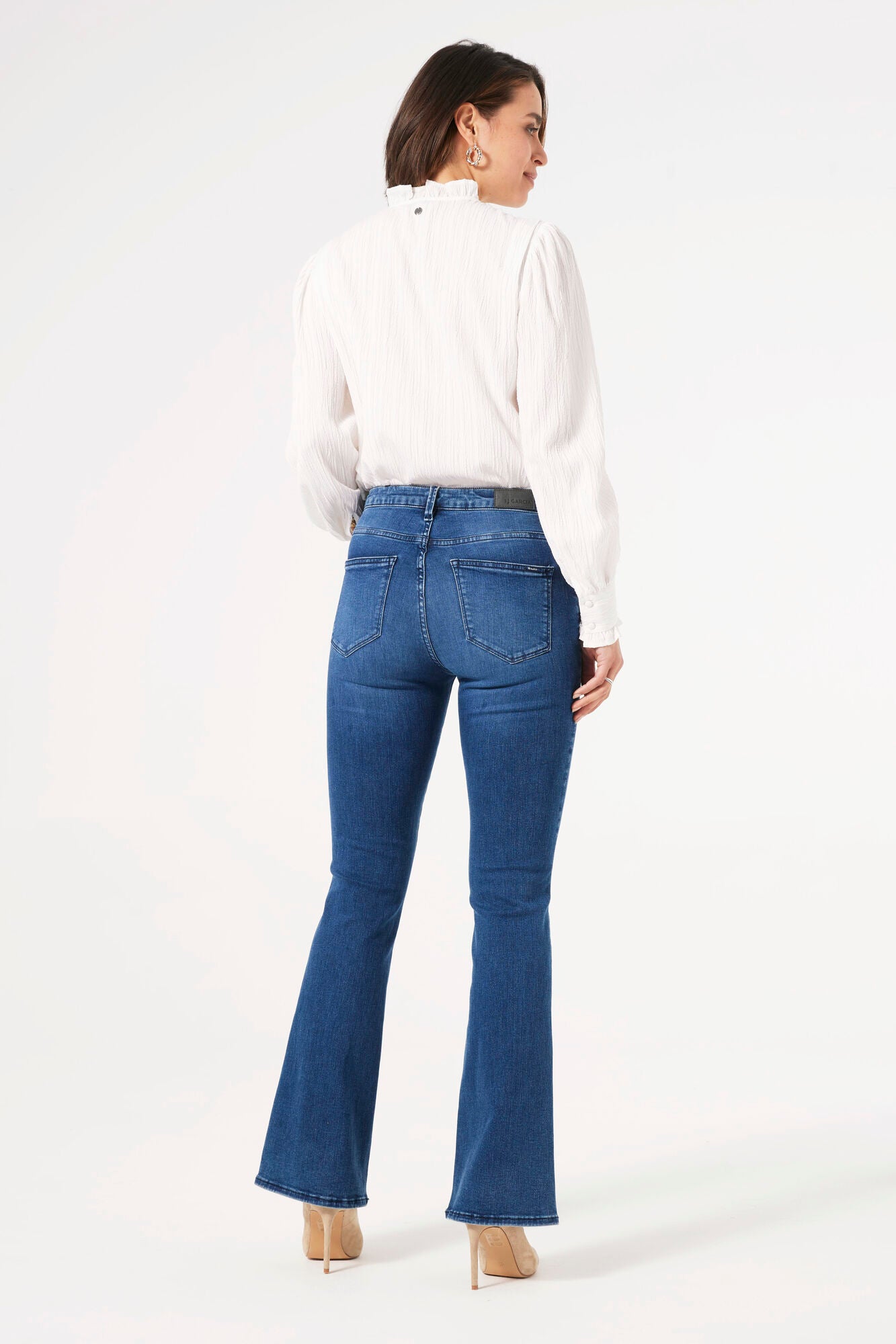 Garcia Jeans - Celia Flared Superslim Fit High Waist i Dark Used Blå