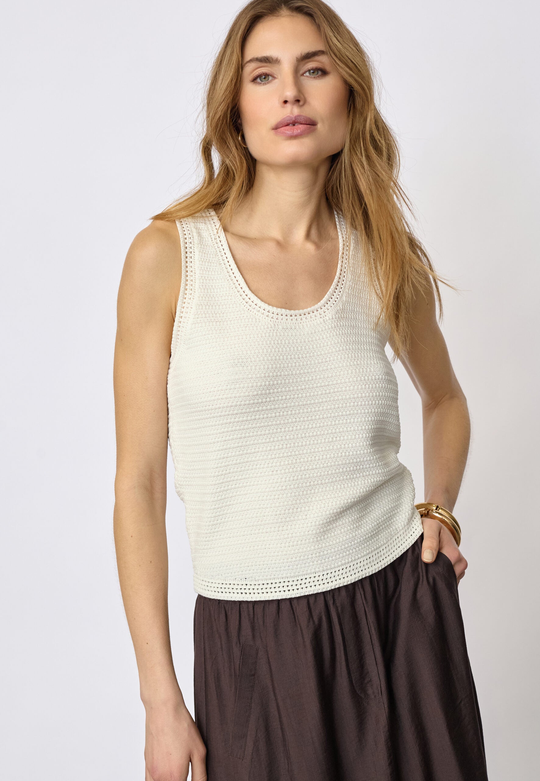 Co´Couture Top - LueCC Strik Top i Off-White