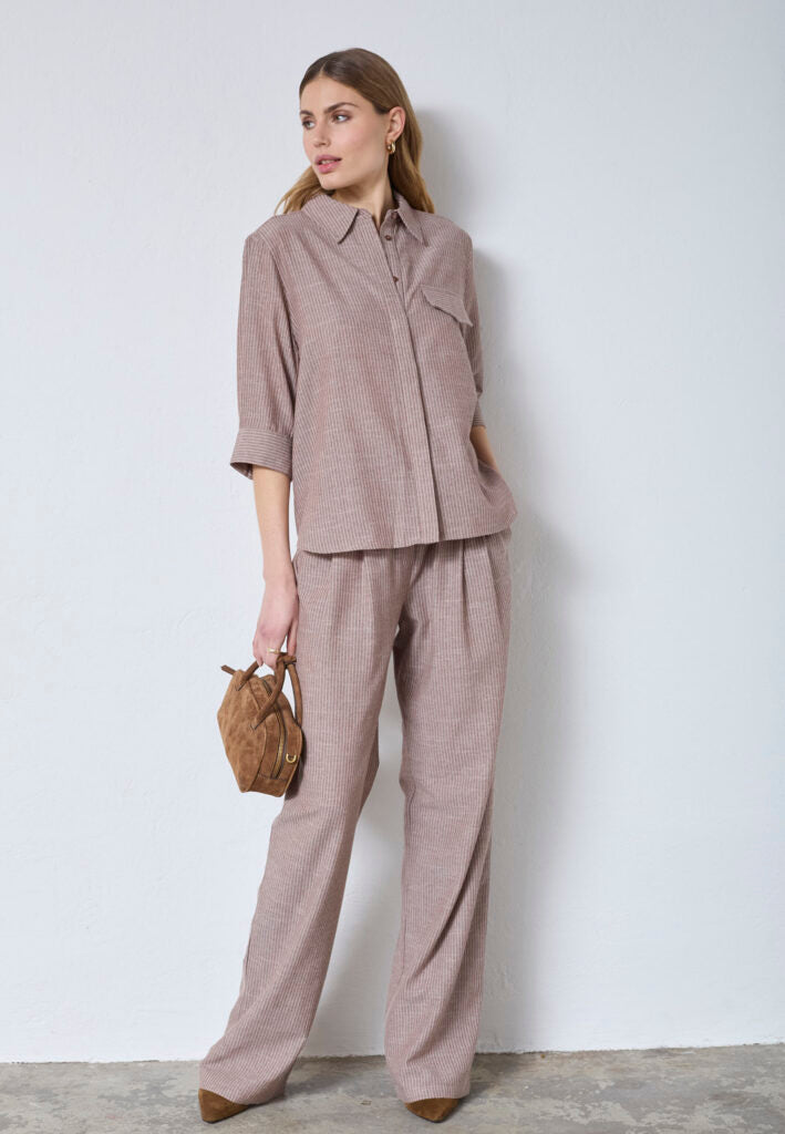 Co´couture Bluse - JihoCC Stribet SS Bluse i Brun