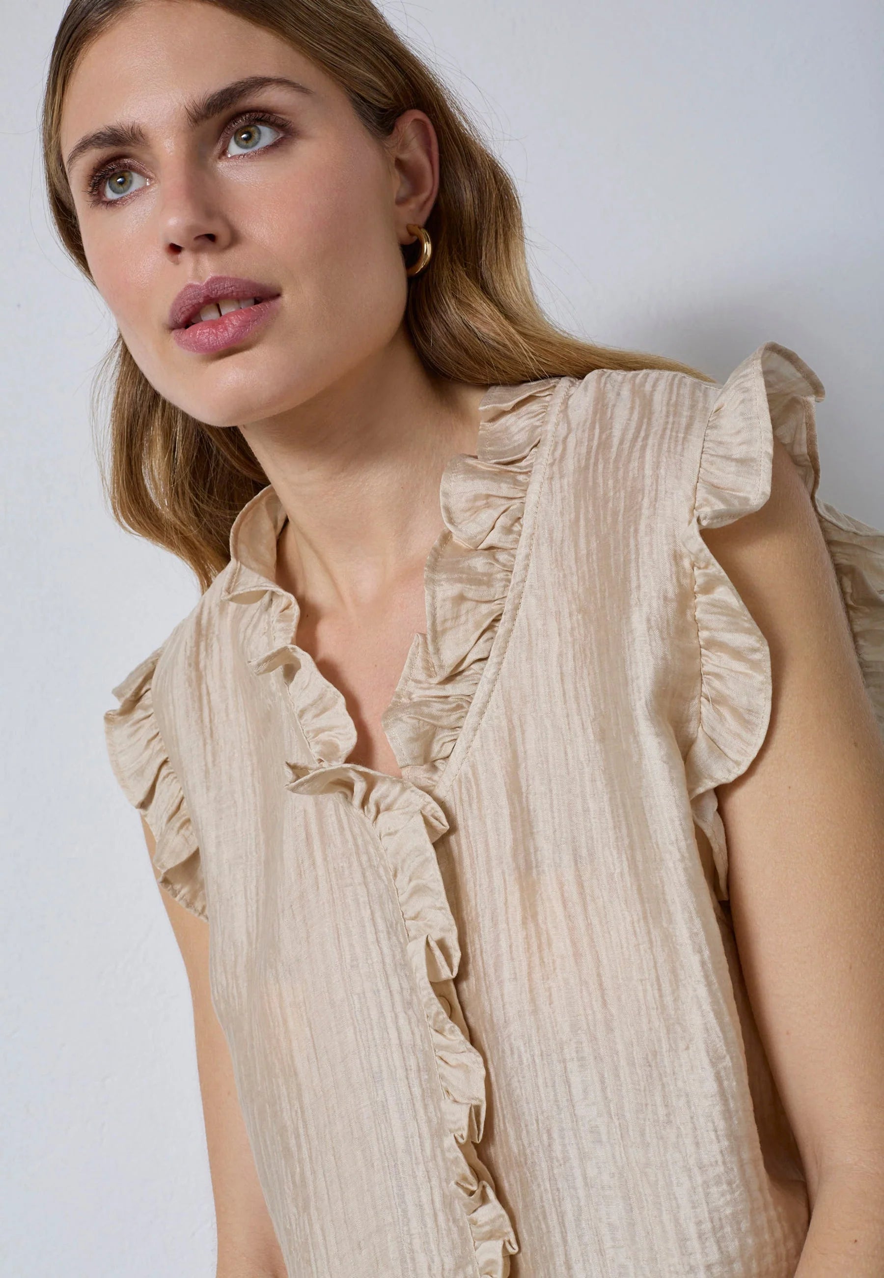 Co´Couture Top - TassyCC Frill Top i Bisquit