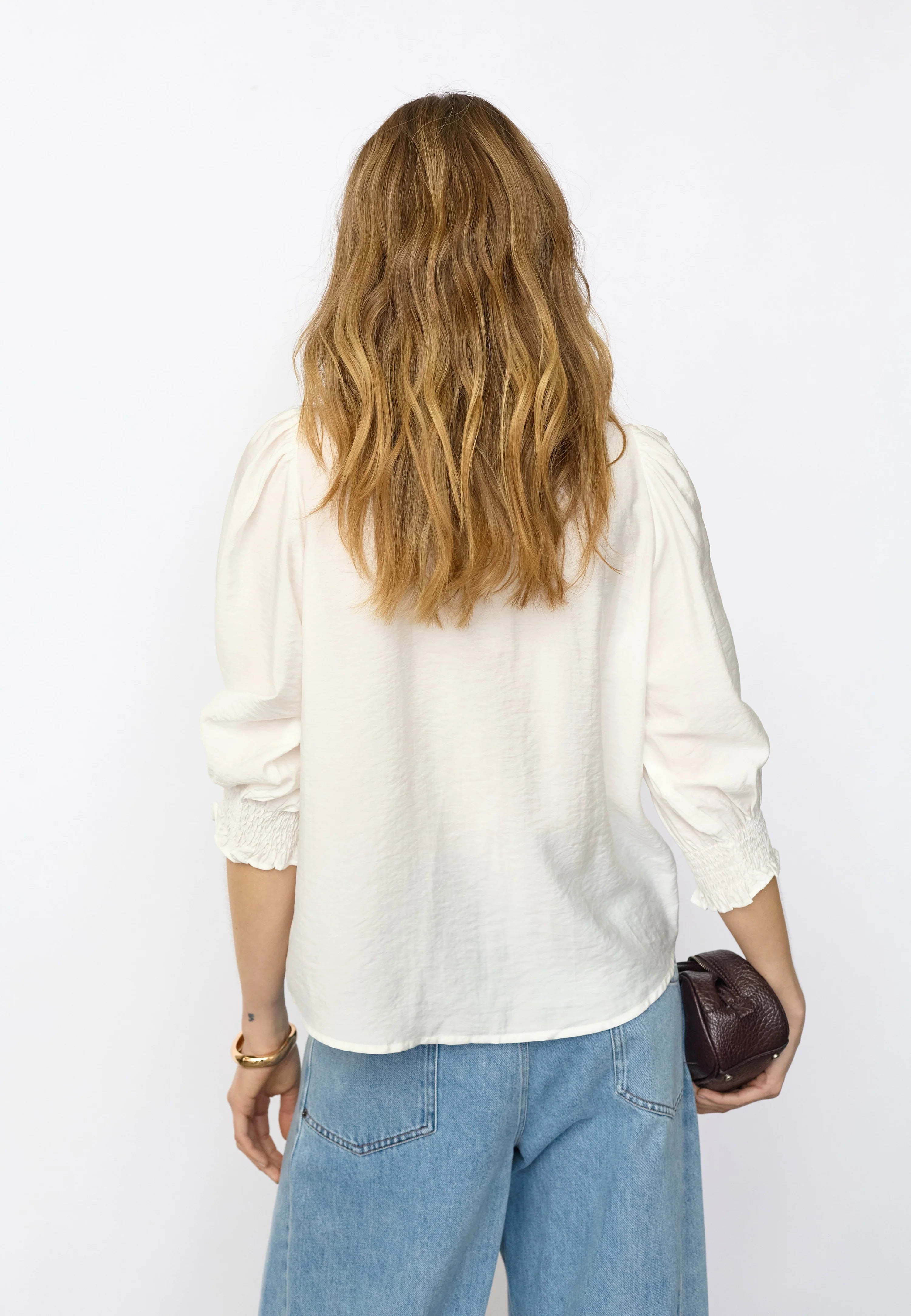Co´Couture Bluse - CallumCC Lace Puff Bluse i Hvid