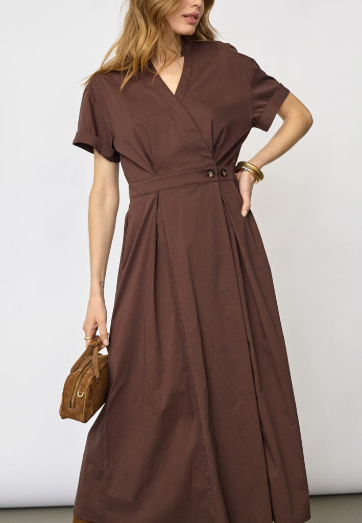 Co´Couture Kjole - Elara Wrap SS Kjole i Suntan Brun