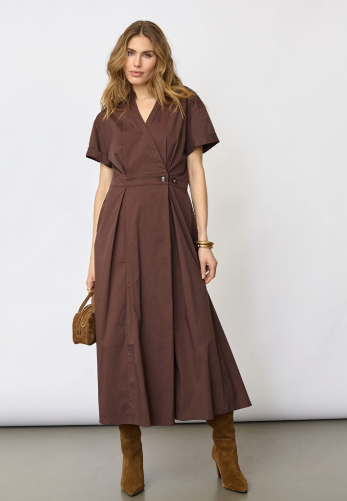 Co´Couture Kjole - Elara Wrap SS Kjole i Suntan Brun