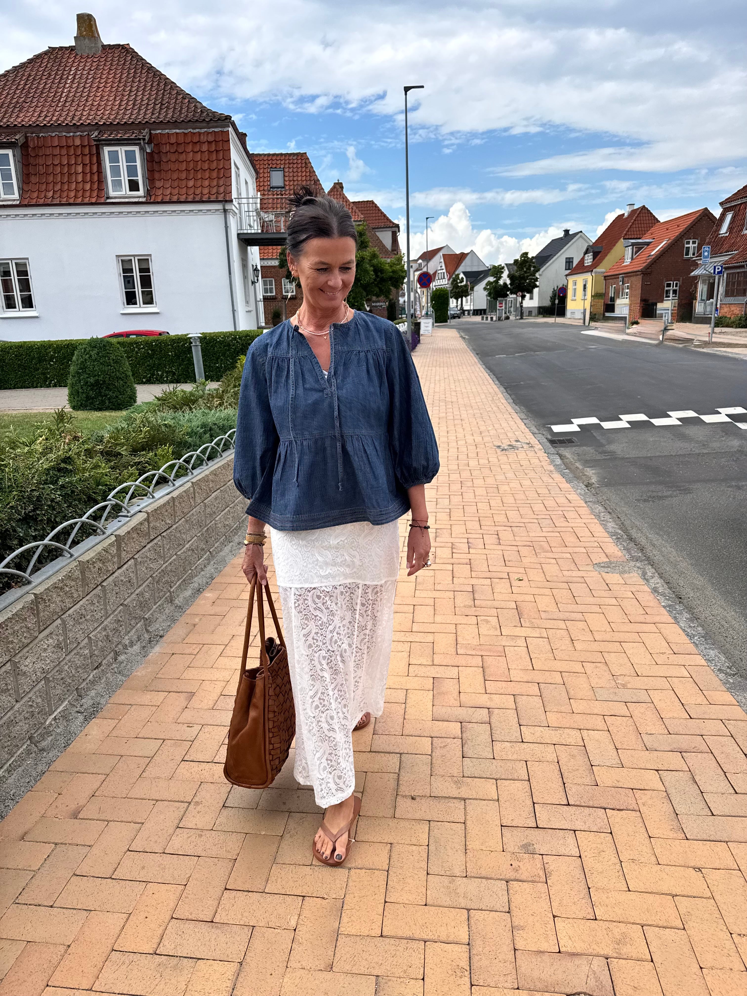Second Female Bluse - Evana Denim Bluse i Denim Blå