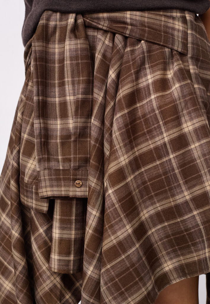 Co´couture Nederdel - DagnyCC Chech Tie Nederdel i Brown Check