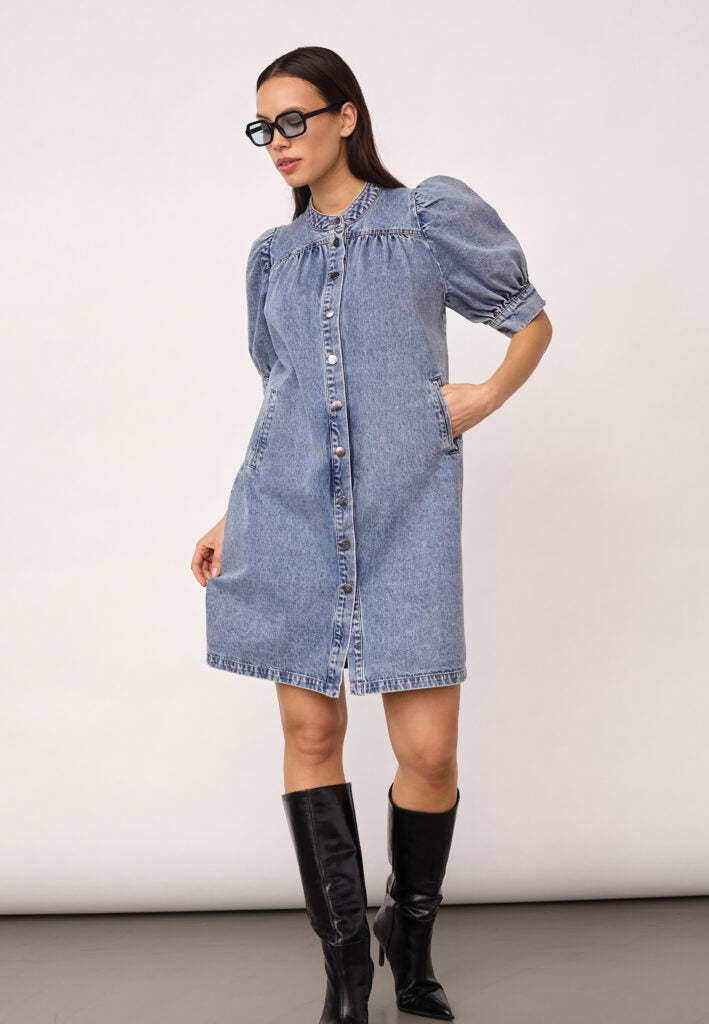 Co´couture Kjole - DeniceCC Denim SS Kjole i Bleach Denim Blå