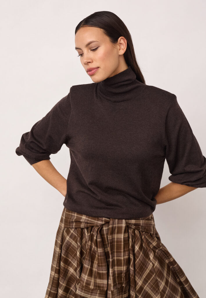 Co´Couture Strik - CoryCC Padded Rullekrave Strik i Dark Brown