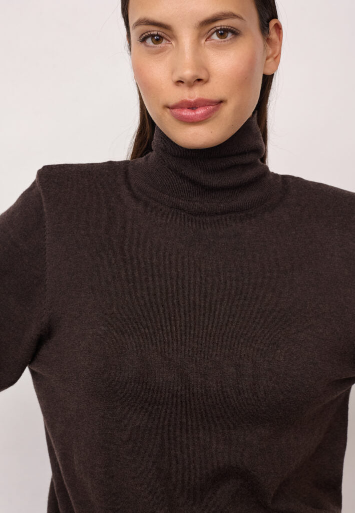 Co´Couture Strik - CoryCC Padded Rullekrave Strik i Dark Brown