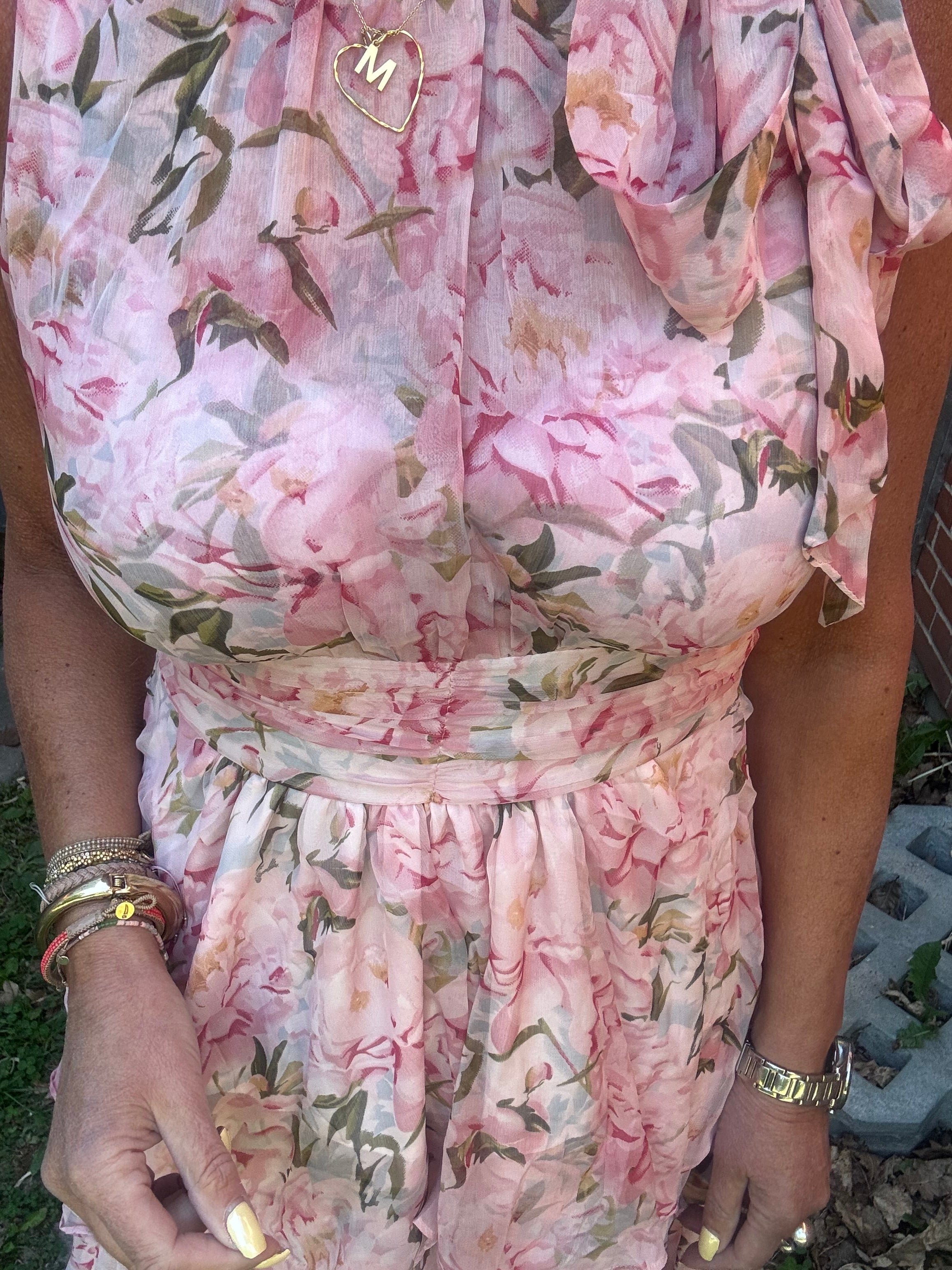 Neo Noir Kjole - Marli Flower Chiffon Kjole i Rose