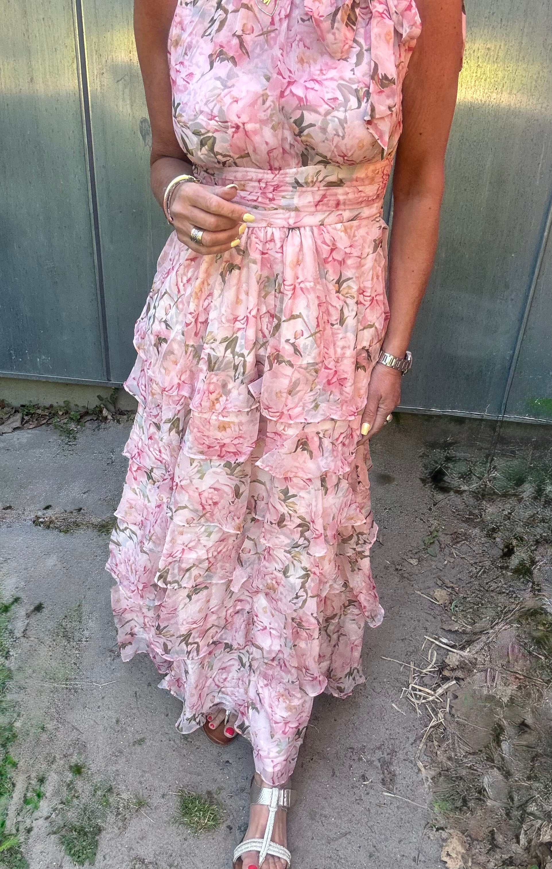 Neo Noir Kjole - Marli Flower Chiffon Kjole i Rose