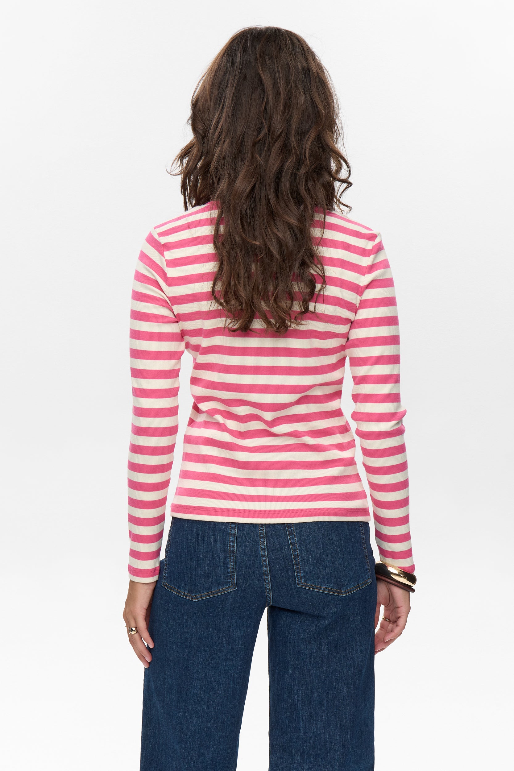 Nümph Bluse - NuMixie LS Bluse i Fandango Pink Strib