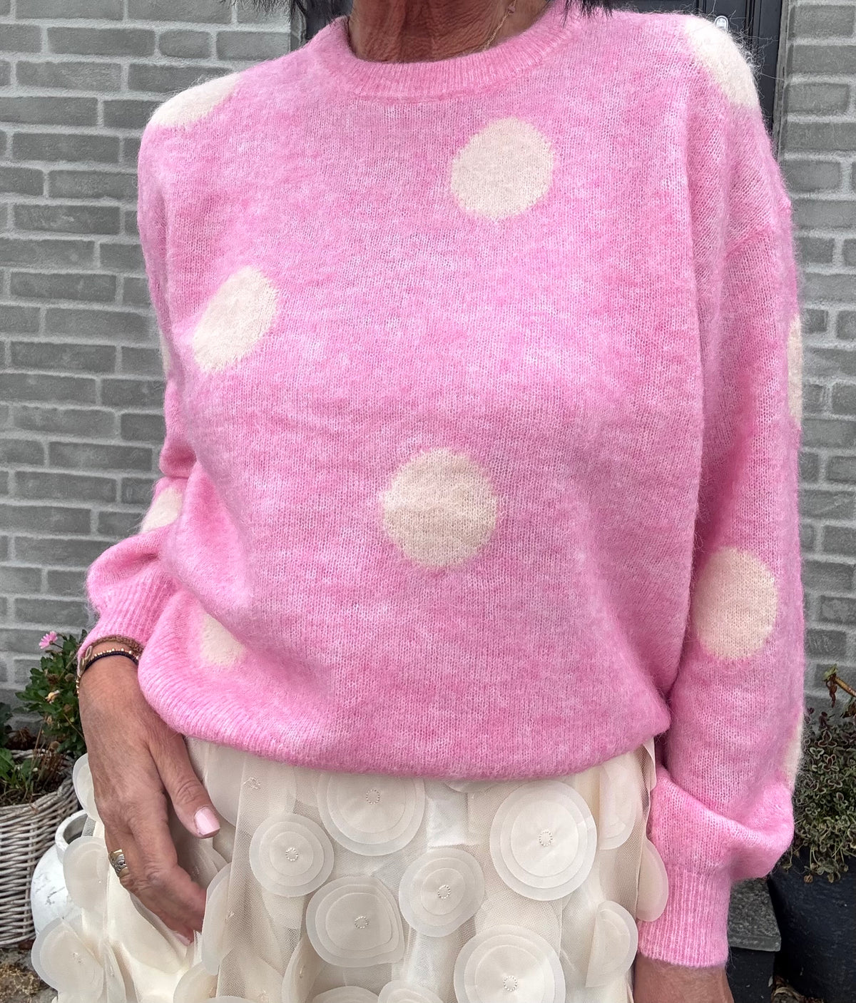 Nümph Strik - NuSuri Dot Strik Bluse i Bonbon Lyserød
