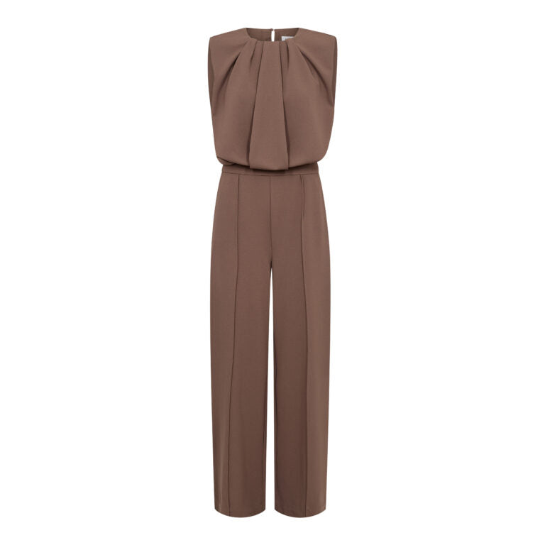 Co´Couture Buksedragt - FalconCC Pleat Jumpsuit i Walnut