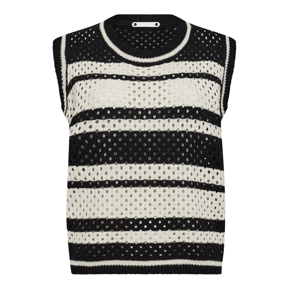 Co´Couture Top - HoopaCC Strik Vest Top i Sort-Hvid