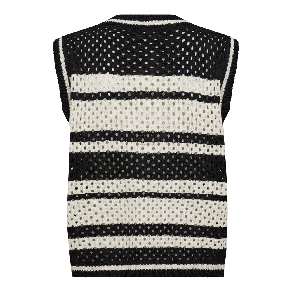 Co´Couture Top - HoopaCC Strik Vest Top i Sort-Hvid