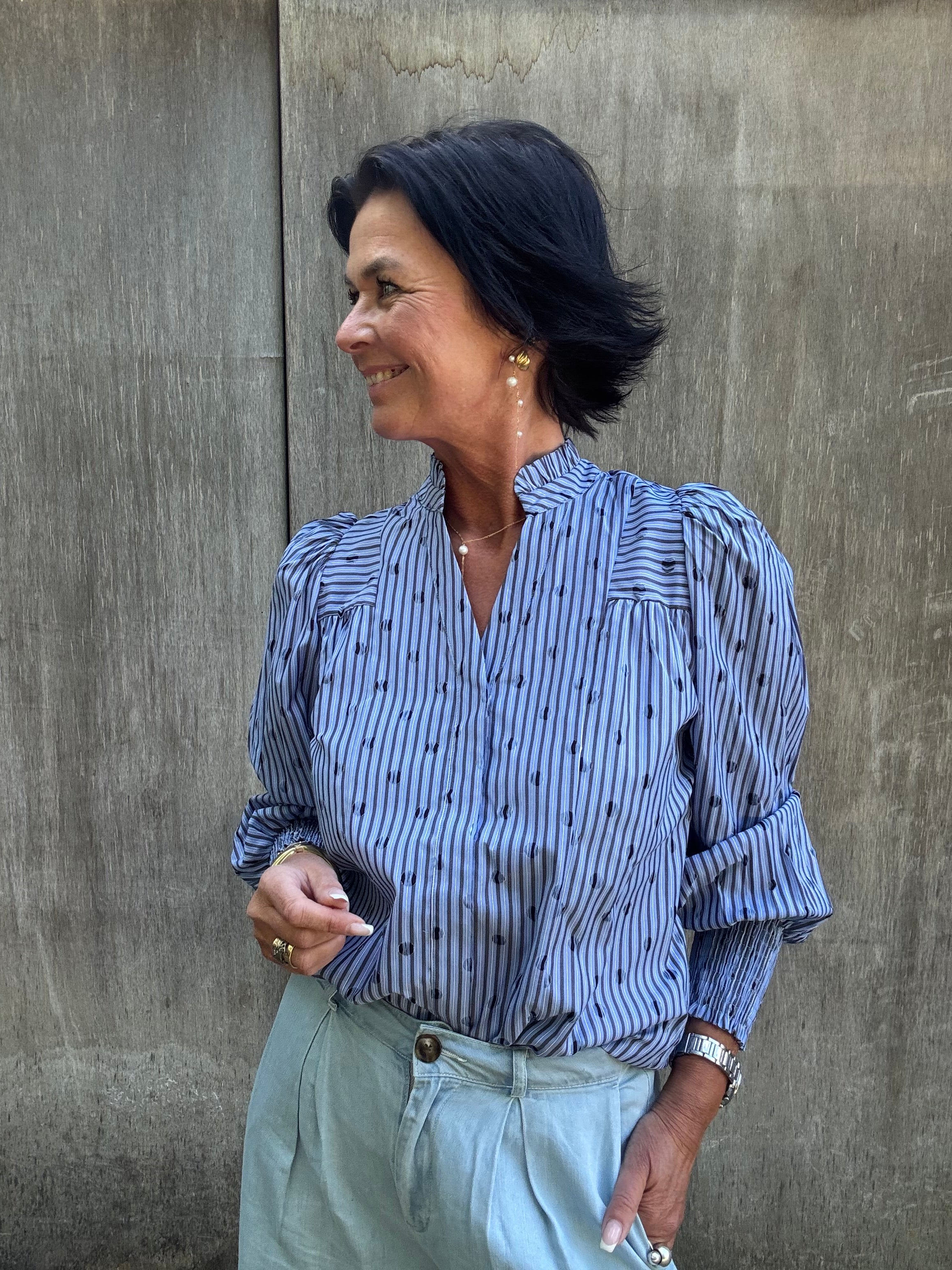 Co´Couture Skjorte - TrixieCC Dot Skjorte i Blå Striber