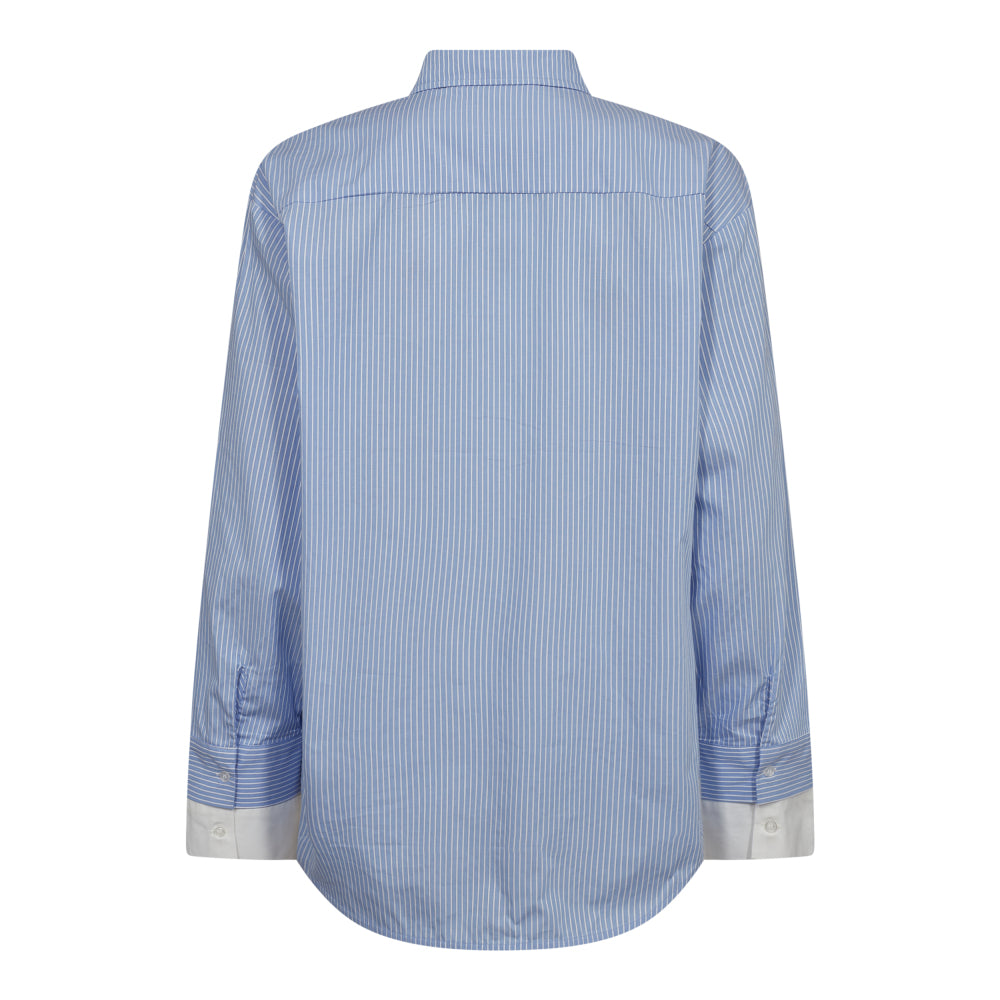Co´Couture Skjorte - DoubleCC Cuff Stribet Skjorte i Pale Blue