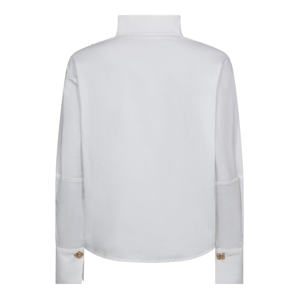 Co´Couture Bluse - SannaCC Asym Button Bluse i Hvid