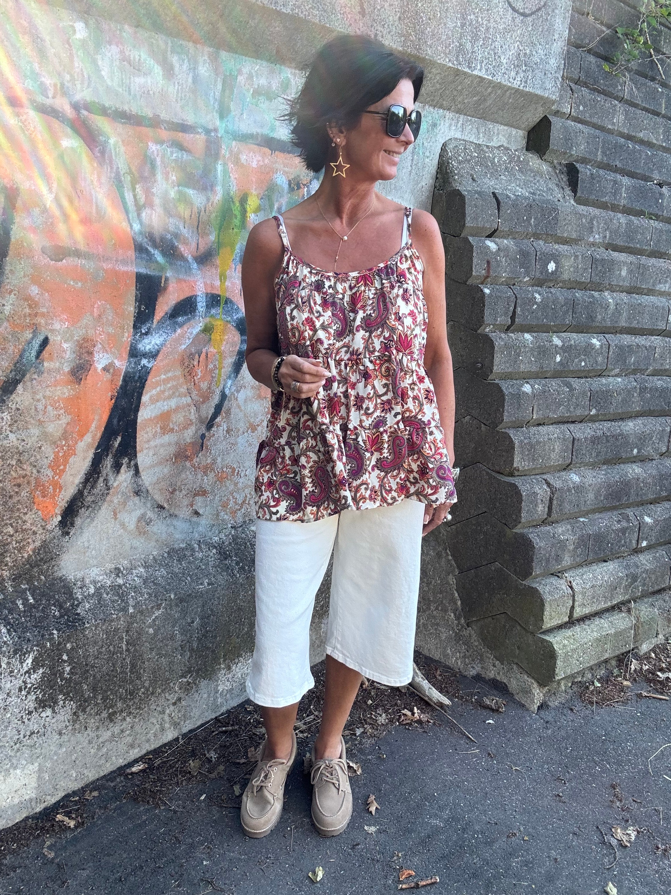 Black Colour Top - BcLuna Flare Strop Top i Vivid Rouge