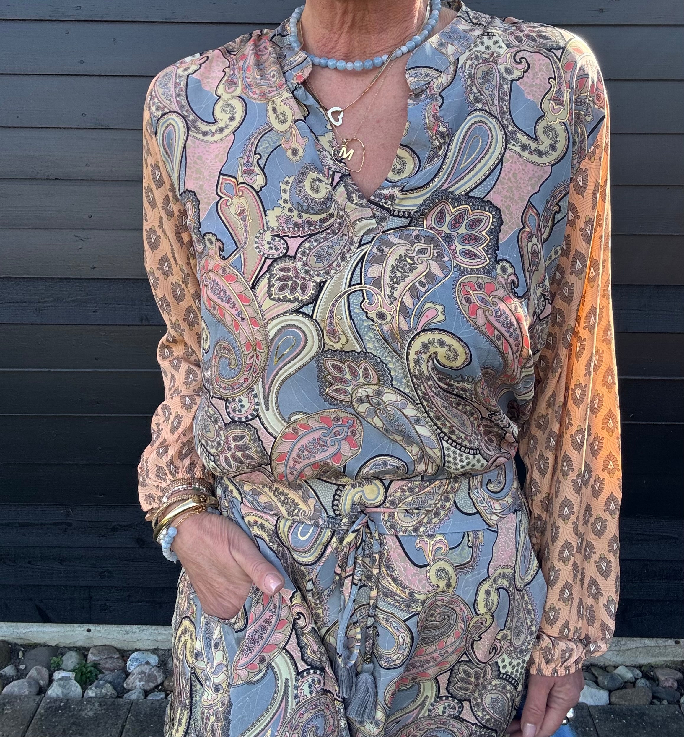 Black Colour Bluse - BcLuna Bluse i Paradise Sky Mix