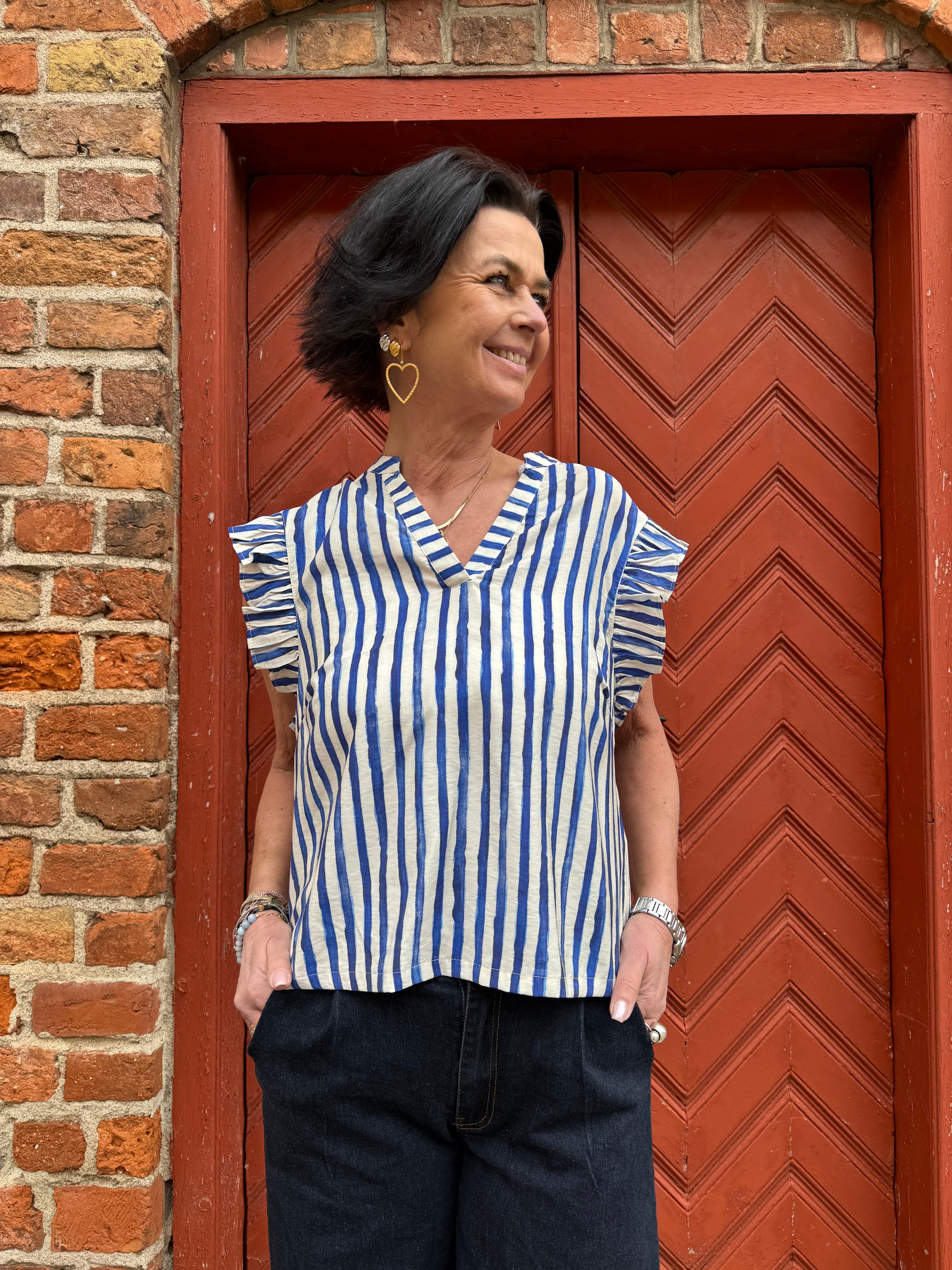 PBO Bluse - Kota Top i Blue Stripe