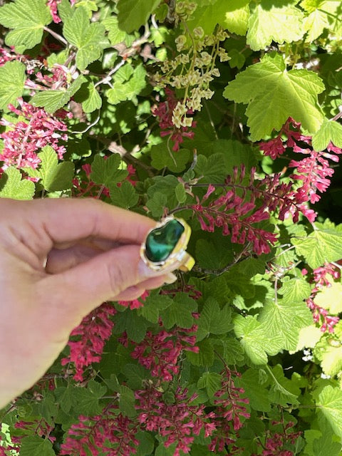 Tim & Simonsen Fingerring - TSJ365 Annabel Ring i Forgyldt Med Grøn Sten
