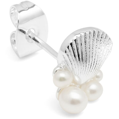 LULU Copenhagen Ørering - Bouquet Shell & Pearl Ørestik i Sølv