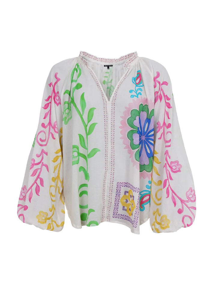 Black Colour Bluse - BcSun Bluse i White Flower