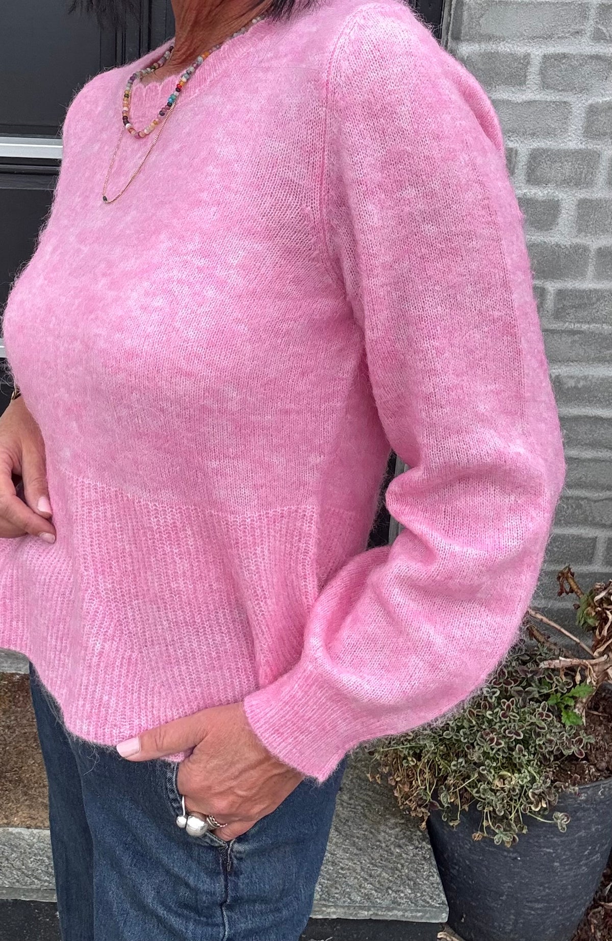 Nümph Strik - NuSuri Peplum Strik Bluse i Bonbon Lyserød