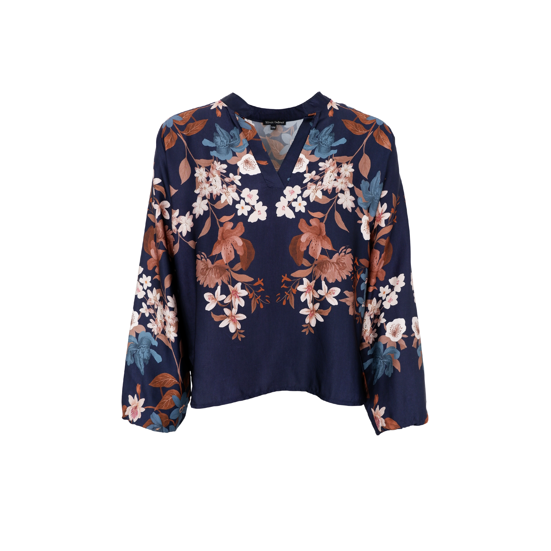 Black Colour Bluse - BcZendaya LS Bluse i Navy Flower